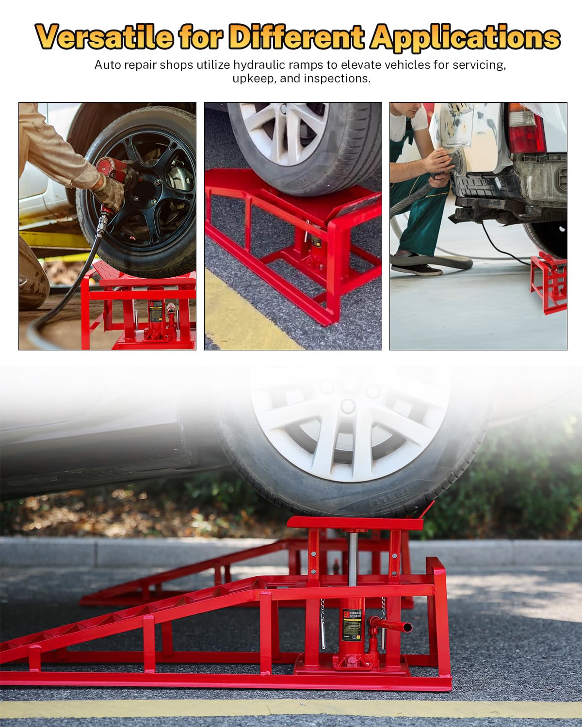 Hydraulic Car Ramps 5T Capacity - Adjustable 9.3-14 Inch Height