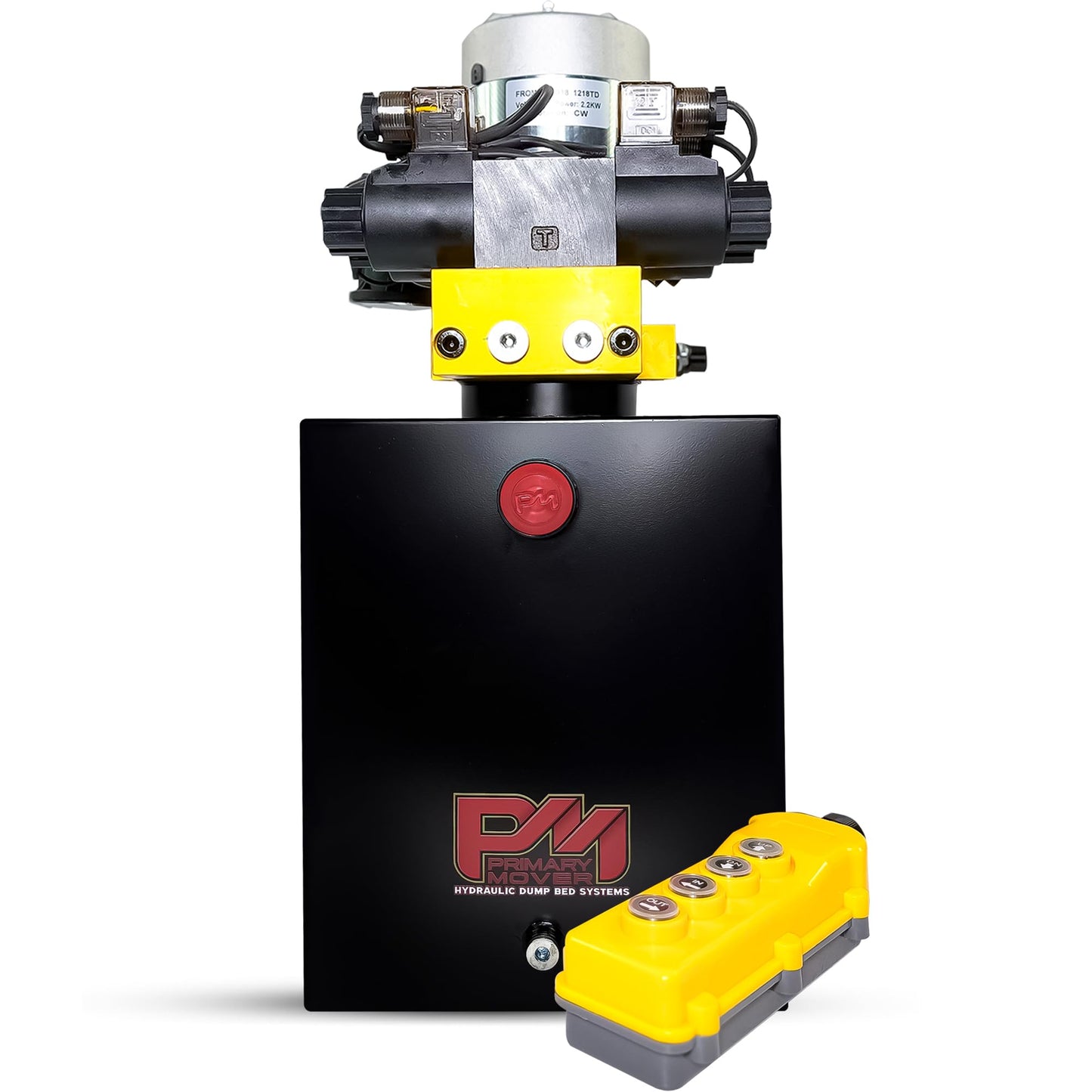 Primary Mover Hydraulic Pump for Dump Trailer - 12Vdc Hydraulic Power Unit - Dump Trailer Pump Steel Reservoir with Remote Controller (20 Quart Dual Double)
