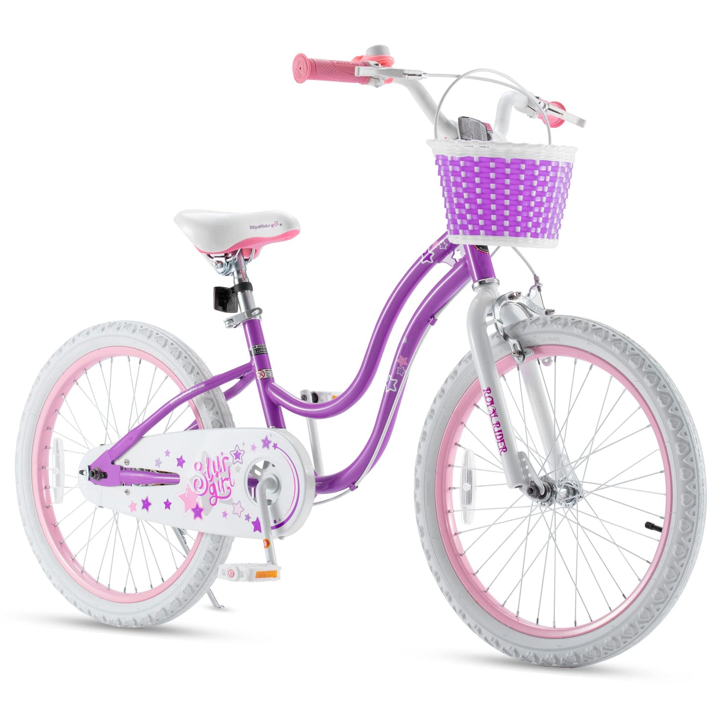 RoyalBaby Girls Bike with Training Wheels and Dual Handbrake, Stargirl Kids Bicycle 20 Inch Toddlers to Big Kids 7-13 Years, Lavender