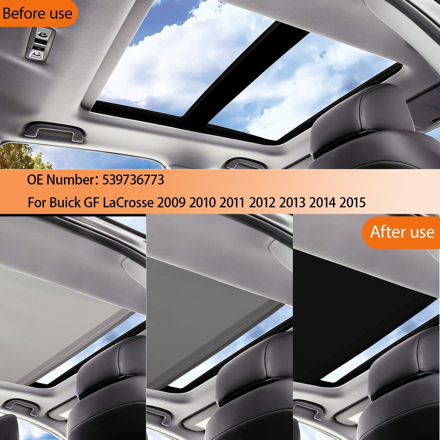 YIFOUM Car Panorama Sunroof Sunshade Curtain Cover Assembly 23135938 for Buick GF Lacrosse 2009 2010 2011 2012 2013 2014 2015 (Beige)