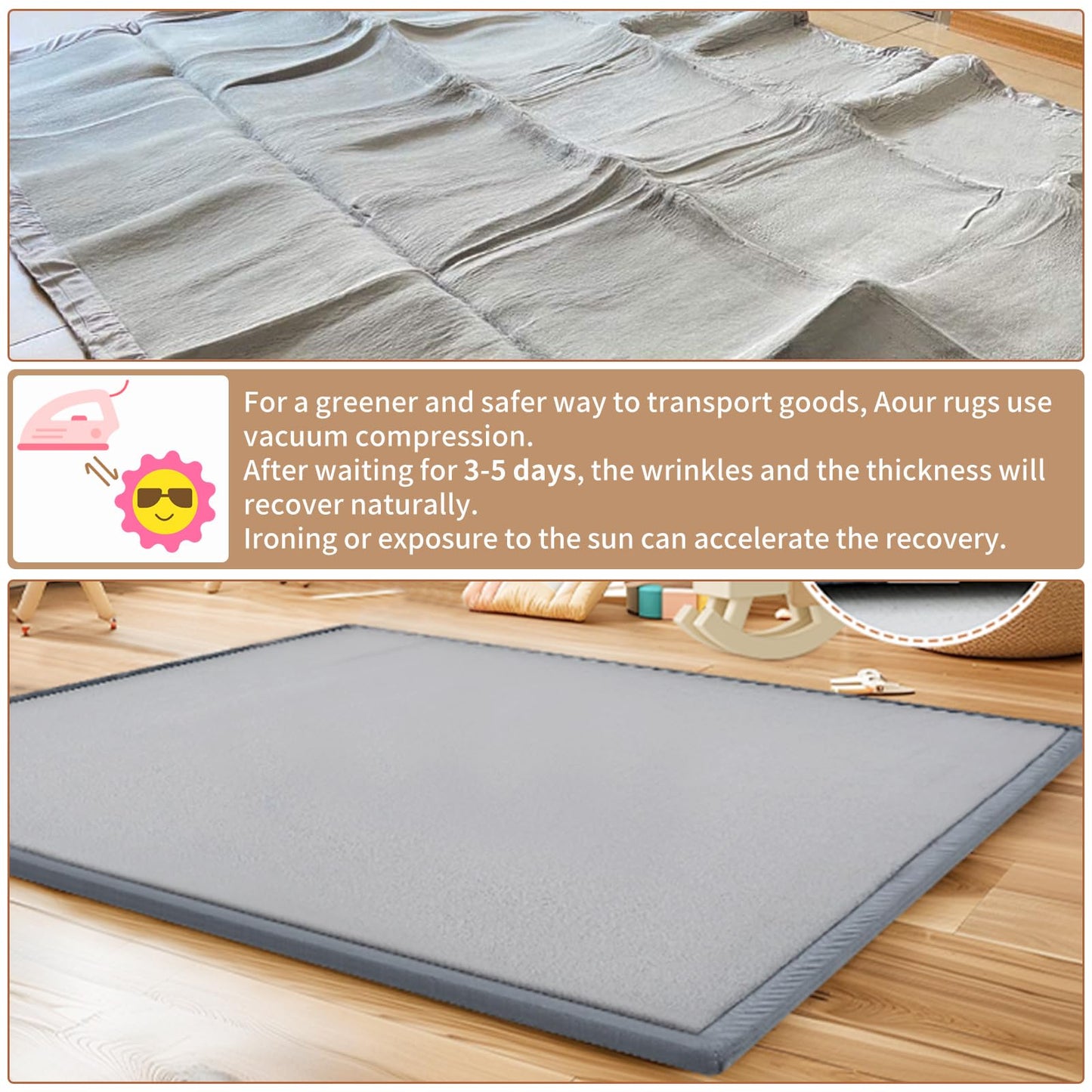 Baby Play Mat for Floor - 1.4" Thick Memory Foam Rug, 70"x59" Playpen Tummy Time Mat, Soft Velvet Nursery Rug, Large Padded Crawling Mats, Cushioned Pads for Playroom Toddlers, Infants, Yoga, Tatami