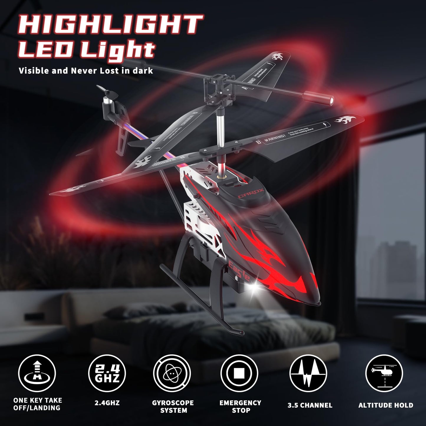 CYLION Remote Control Helicopter for Kids with 30-Minute Flight Time, LED Light Effects, Altitude Hold, One-Key Takeoff/Landing, for Boys and Girls Ages 6+, Perfect Christmas and Birthday Gifts