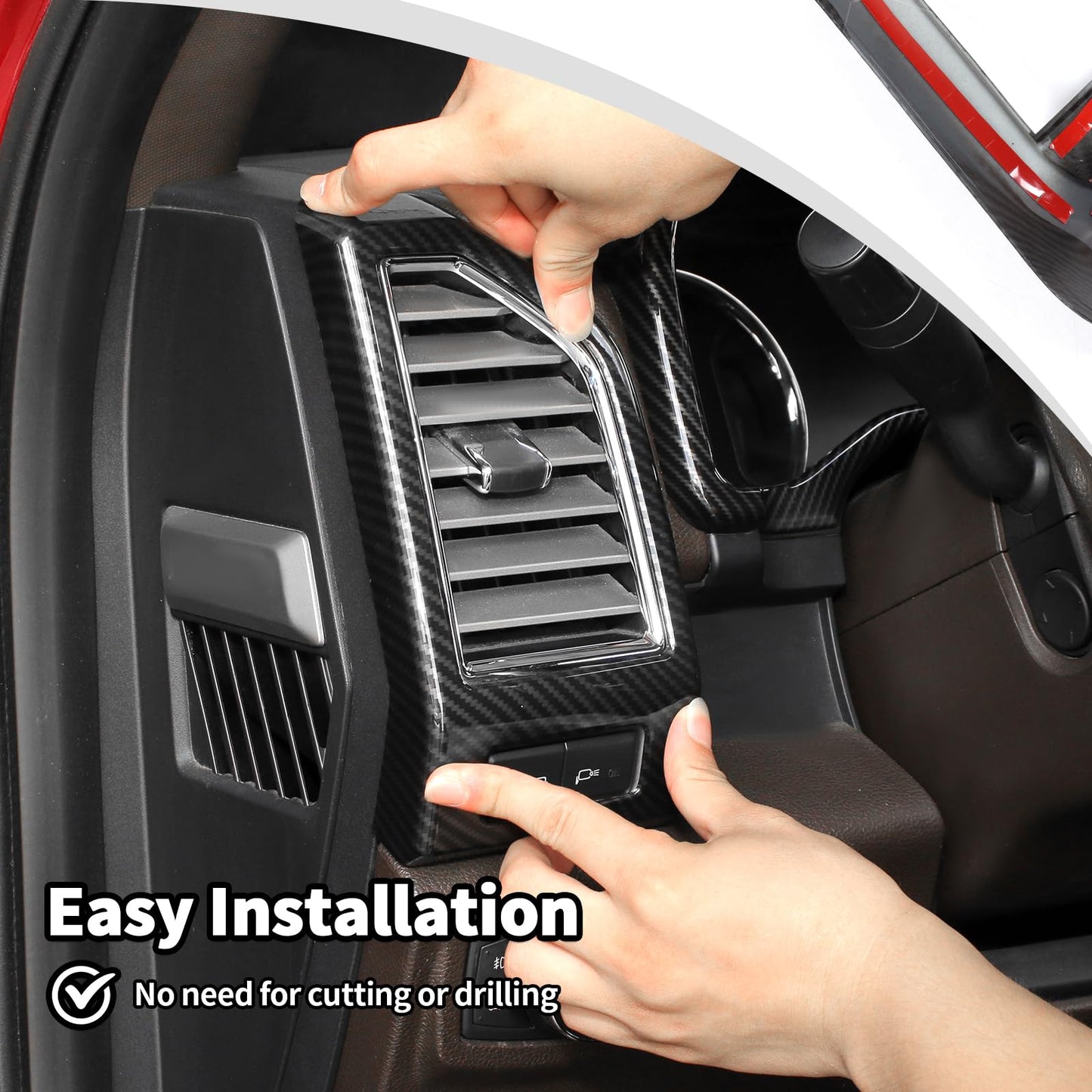 JWWY Dashboard Carbon Fiber Interior Trim Kit Cover Fit for 2015-2020 Ford F150 F-150,Side Outlet Vent Cup Holder Navigation Panel Cover for F150 Interior Accessories,13Pcs