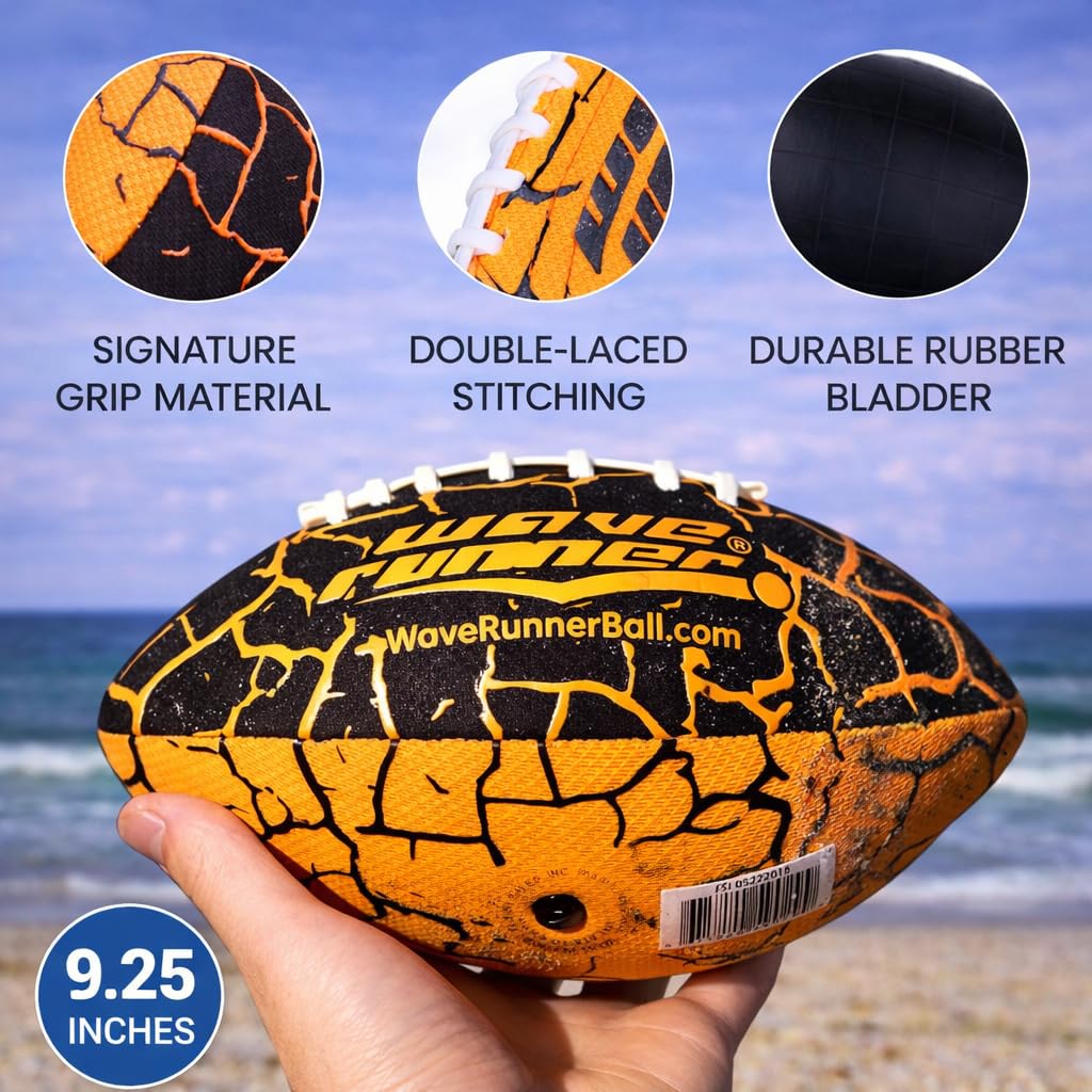 Wave Runner Grip It, Size 9.25in - Water Football, Beach Toys, Kids Outdoor Games for Summer | Pool Toys Football - Special Grip Pattern, Double Laced, Lightweight, All Weather Fun Water Toy