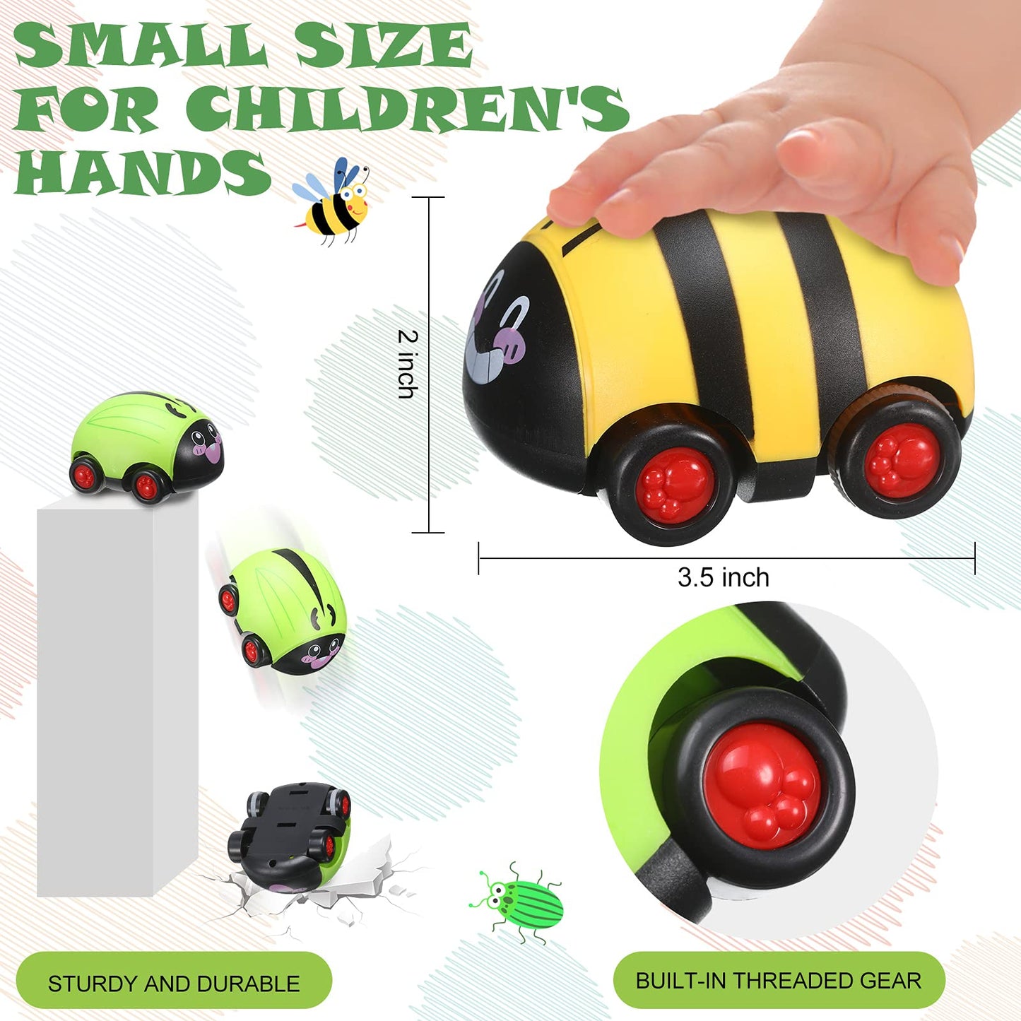 Skylety 6 Pieces Animals Pull Back Cars Sets Friction Powered Push and Go Back and Forth Vehicles Car Toys Friction Powered Vehicle Playset Toys for Christmas Gift