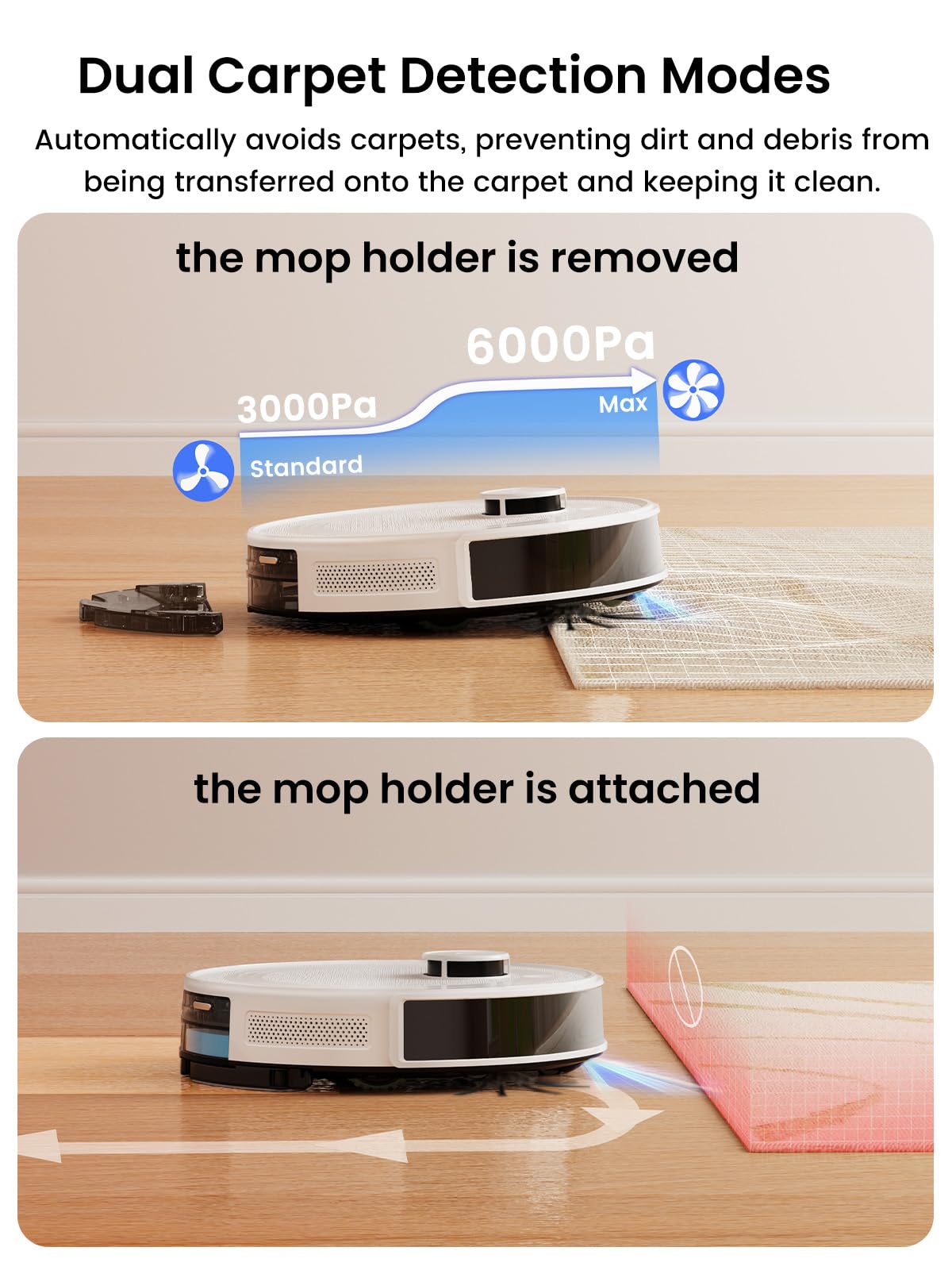 Lefant LiDAR Robot Vacuum and Mop,75-Day Self-Emptying,6000Pa Powerful Suction,Customized Cleaning,Home Mapping, 140 Min Runtime, Roller Brush for Carpet,2.4G/5G WiFi/Alexa/APP/iWatch,M2 Plus