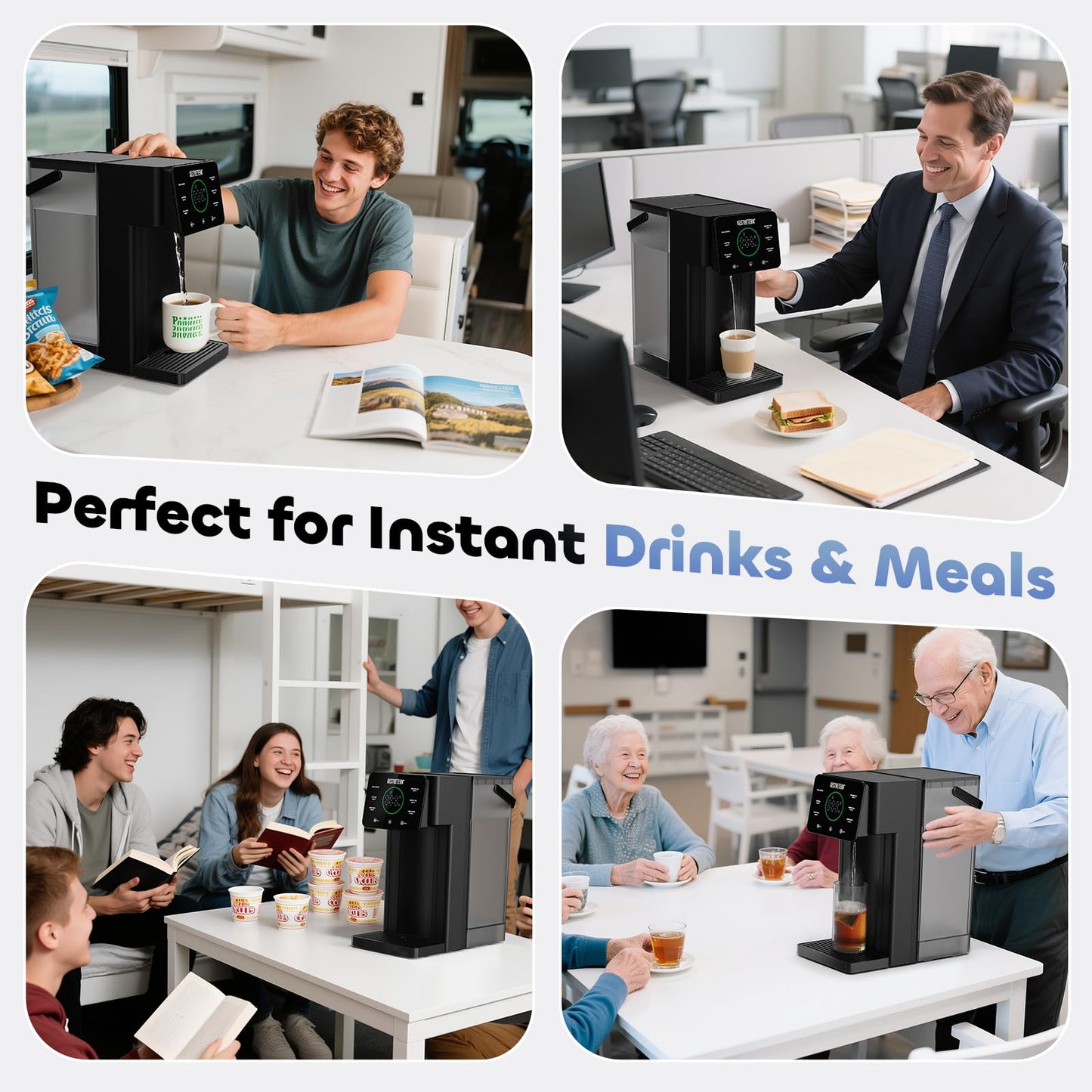 Aesthetern Instant Hot Water Dispenser Countertop for Rapid Heating, Electric Kettle with 6 Temperature Settings & 4 Volume Options, Water Boiler with 3L Removable BPA-Free Water Tank