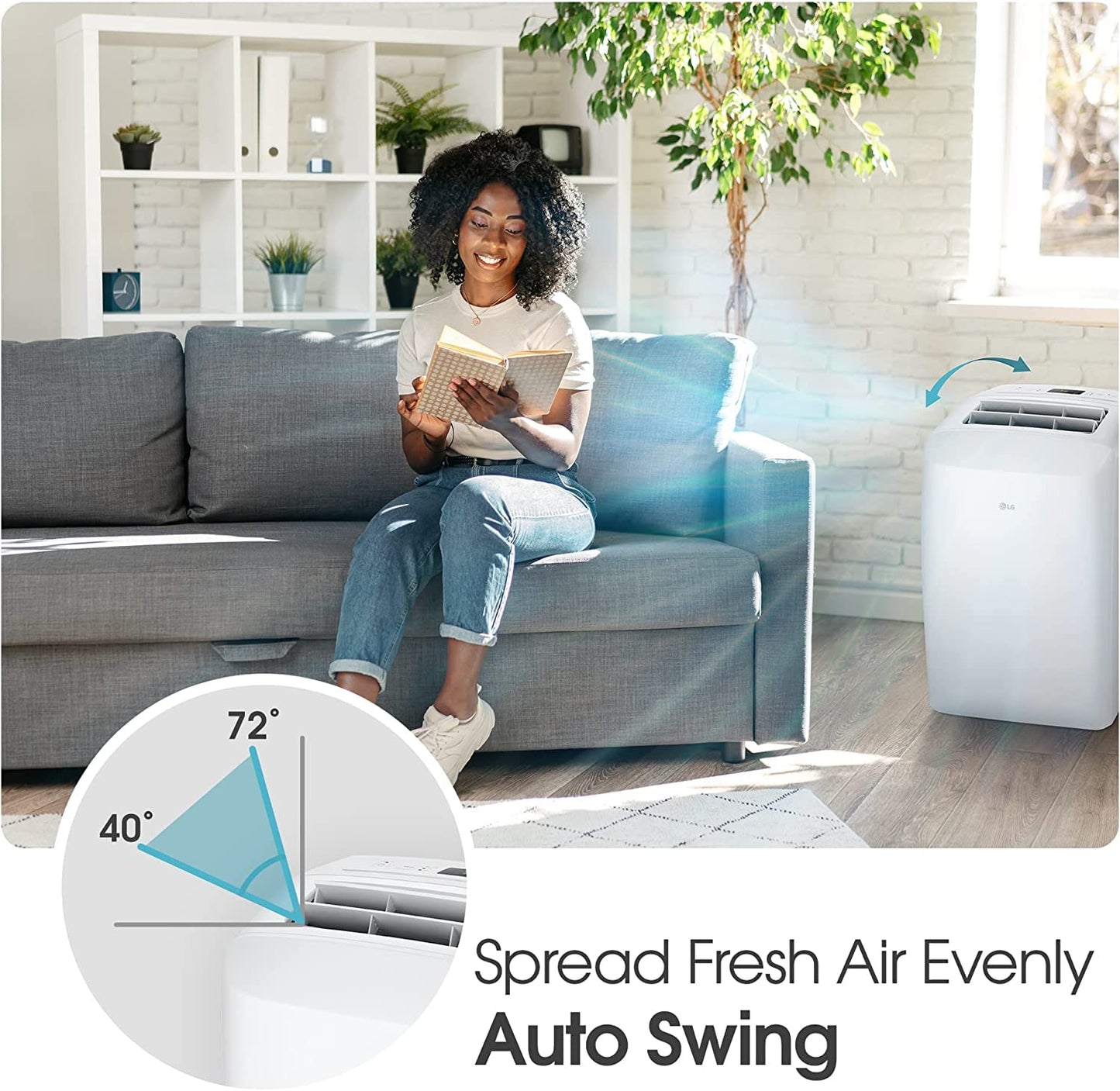 LG 7000 BTU (DOE) / (10500 ASHRAE) Portable Air Conditioners Cools 300 Sqft Easy Install & Remote Control LCD Display Eco-friendly Small Room Air Conditioner AC Unit Cool Home White LP0723WSR