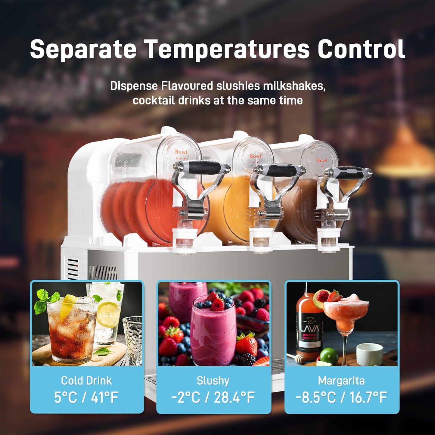 Commercial Slushy Machine, 3Lx3 Tank,Frozen Drink Machine Smoothie Slushy Maker，Cannot make alcoholic beverage