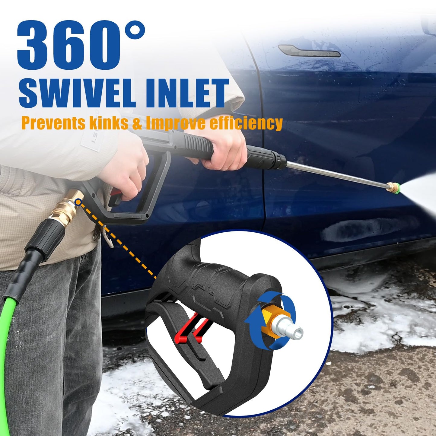 TOOLCY 3400 PSI Gas Pressure Washer, 2.8 GPM Gas Powered Power Washer with Soap Tank, Reinforced Pump & 212cc OHV Engine, 35 FT Pressure Hose, Quick Connect Swivel Pressure Gun, 5 Nozzles for Homes