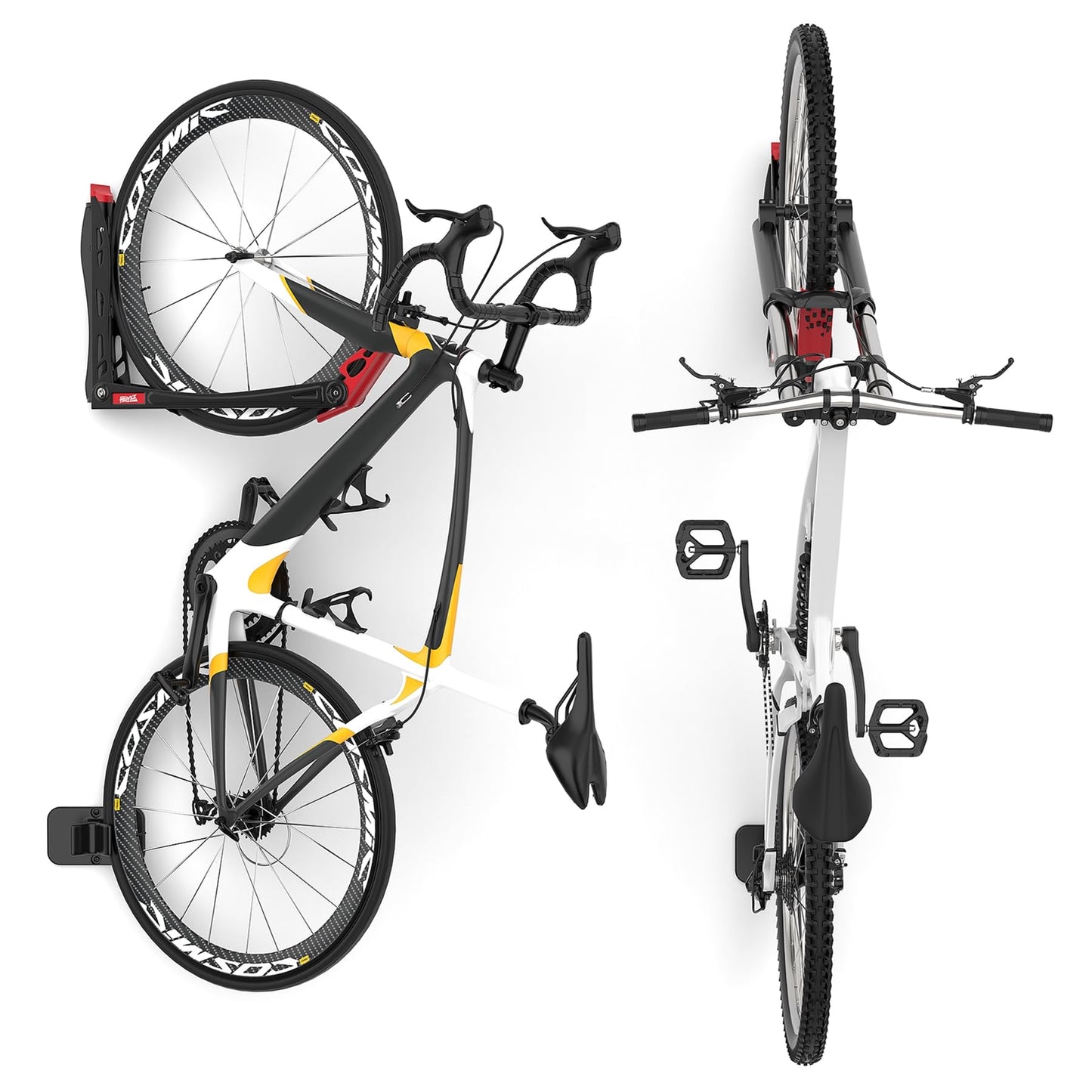 TORACK BIKEPAL Space Saving Wall Mounted Swivel Bike Racks, Vertical Bike Wall Hangers for Garage Storage Solution (2 Pack)