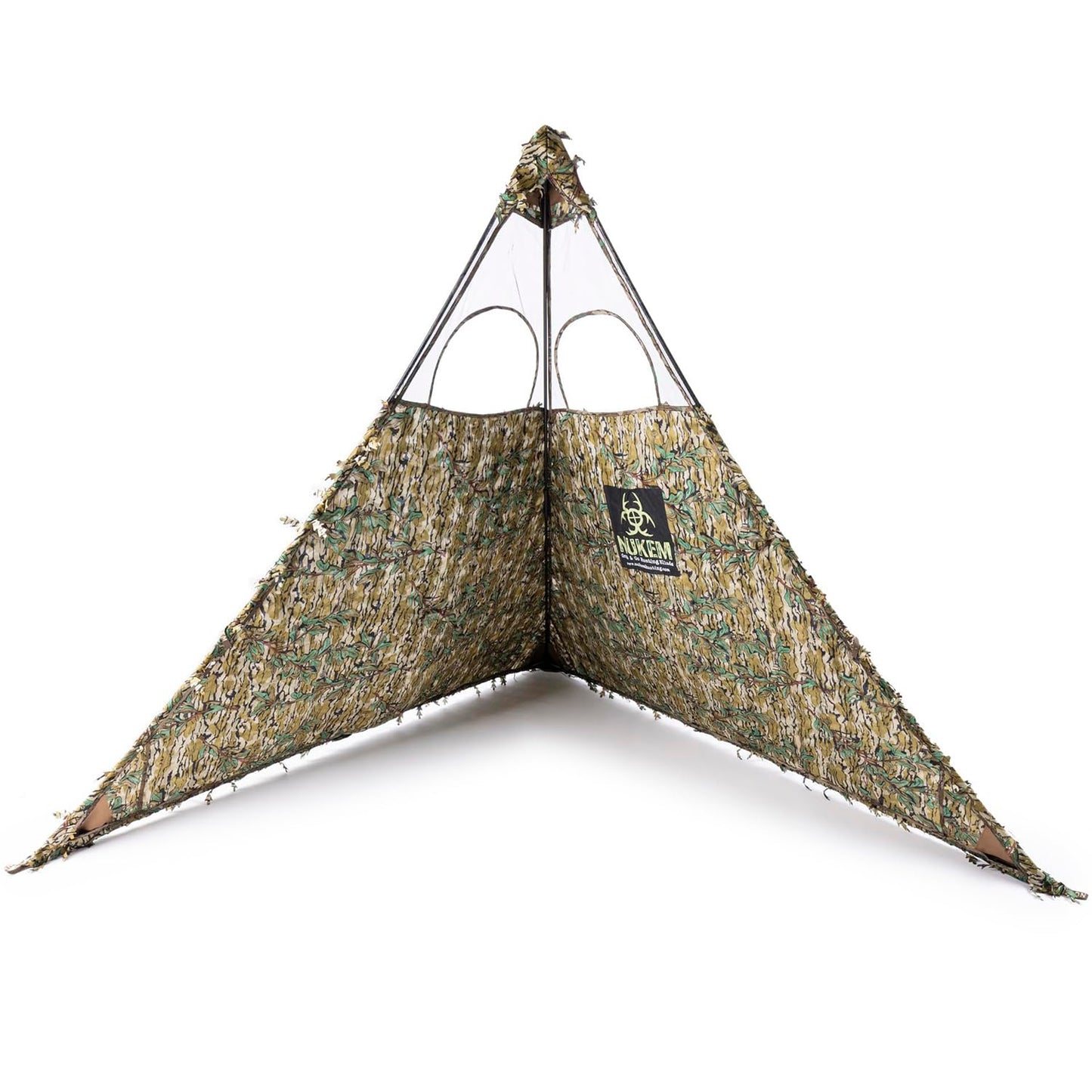 Nukem Grab & Go Hunting Ground Blind - Mossy Oak Greenleaf 3D Leafy - Lightweight Stake-Free Pop Up Turkey & Deer Blind (Regular)