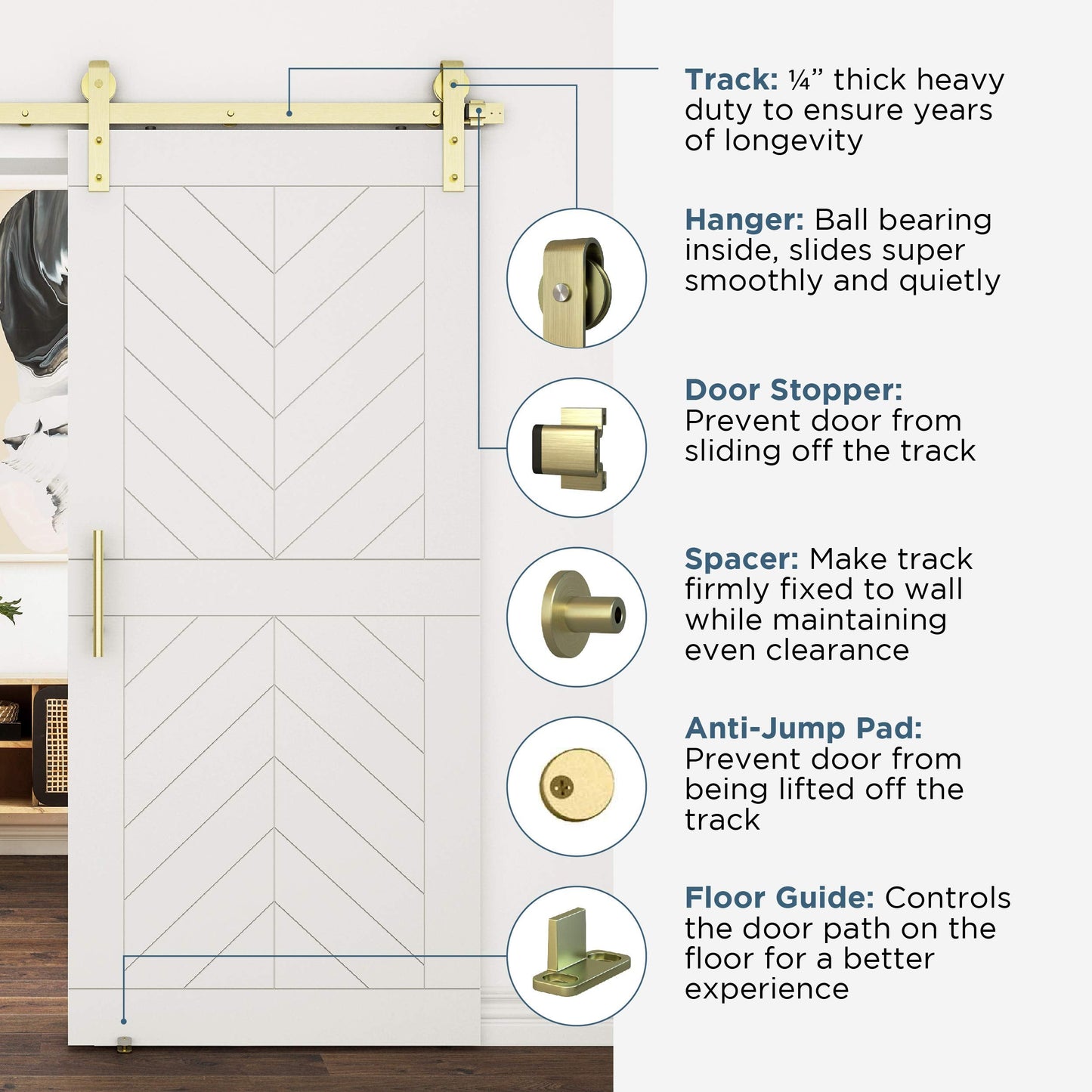 National Hardware N700-006 Designer Interior Barn Door Kit, Brushed Gold, 72"