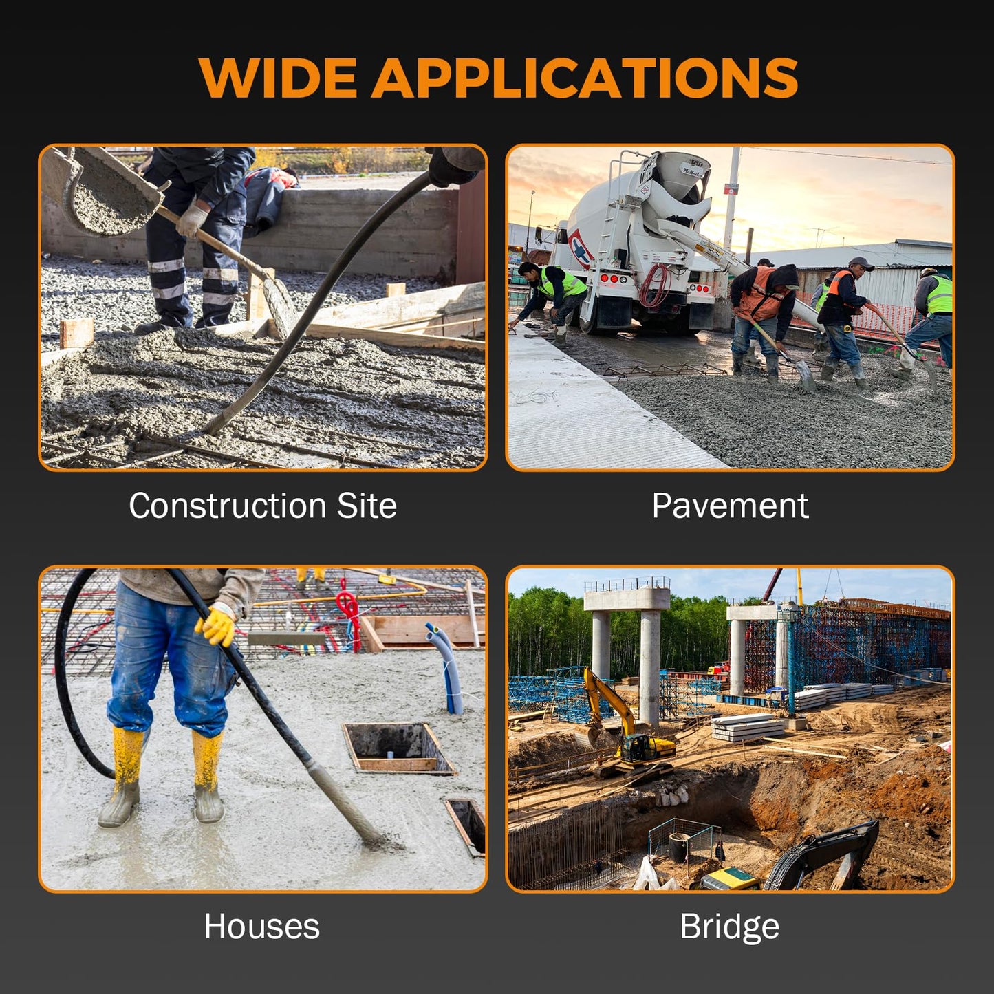 BEAMNOVA Electric Concrete Vibrator Handheld 11000 Vibration Per Minute 2HP with Shaft of 14-3/4 Feet