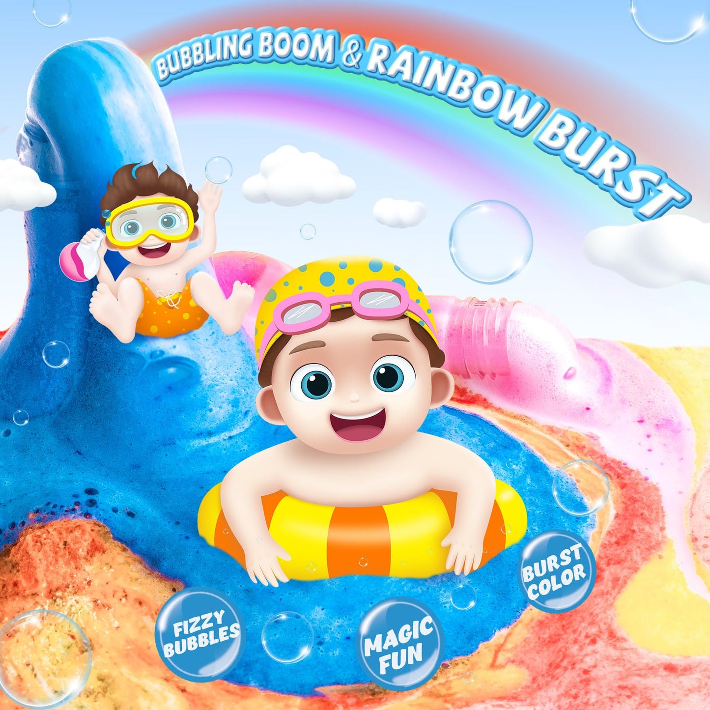 CLOUQUAR Kids Bath Bomb Potions, 6 Pack Non-Toxic Fizzy Bubble Bath Explosions, Colorful Burst Bath Potions for Kids, Scientific & Magical Bath Time Buddy, Fun & Educational Bubble Bath