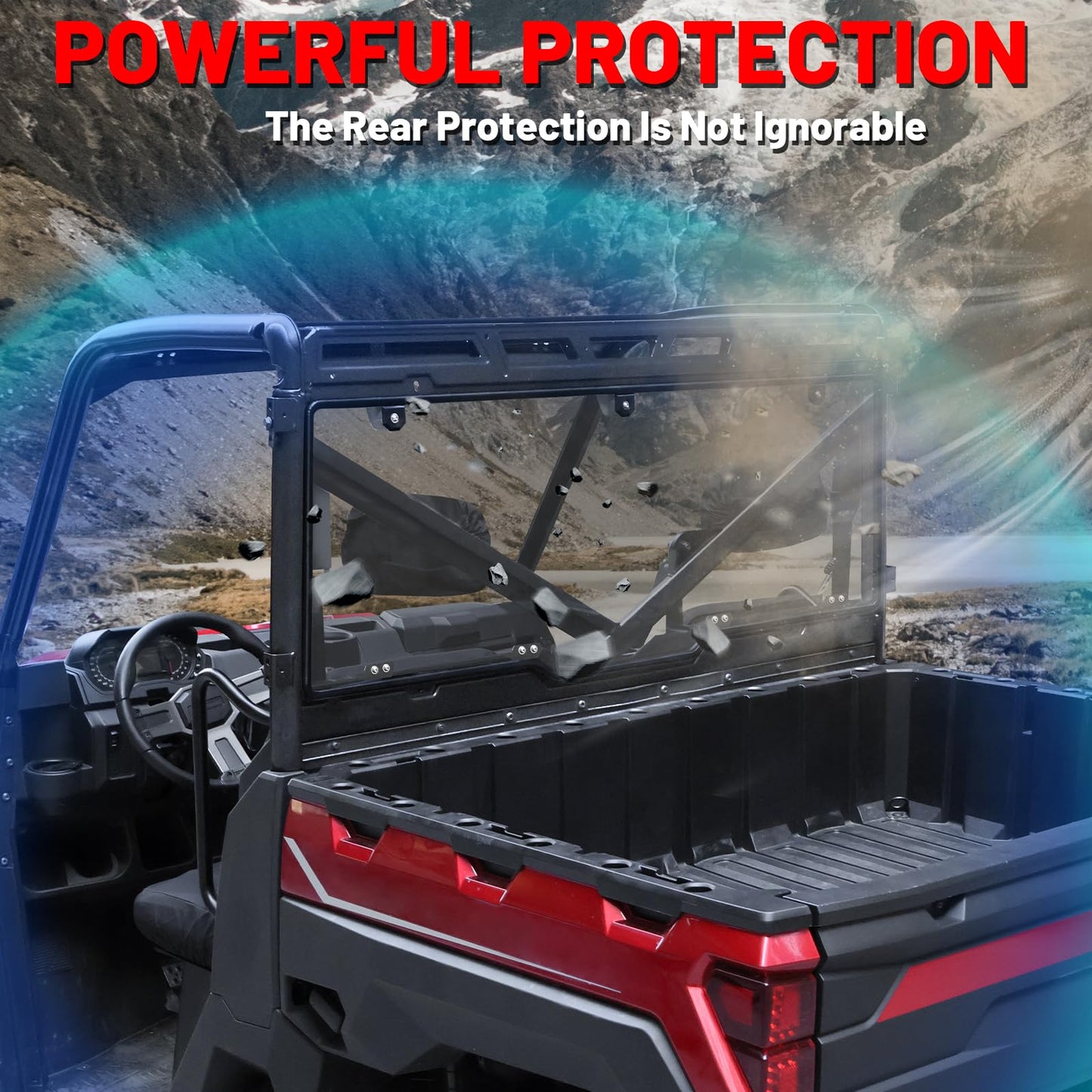 StarknightMT Ranger XP 1000 Rear Windshield, Smoke Tinted Ranger 1000 Back Window Rear Windscreen Compatible with Polaris Ranger XP 1000/Crew 2017-2026, Ranger 1000/Crew 2020-2026