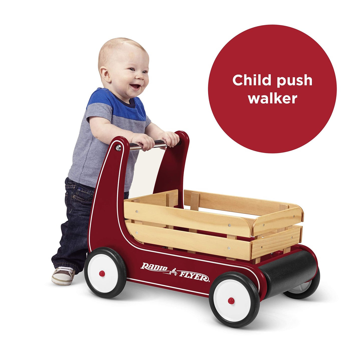 Radio Flyer Classic Walker Wagon, Red, for Kids 1-4 Years Old, Resistance Clickers to Control Speed, Baby Push Walker with Furniture Bumper, for Indoor Play
