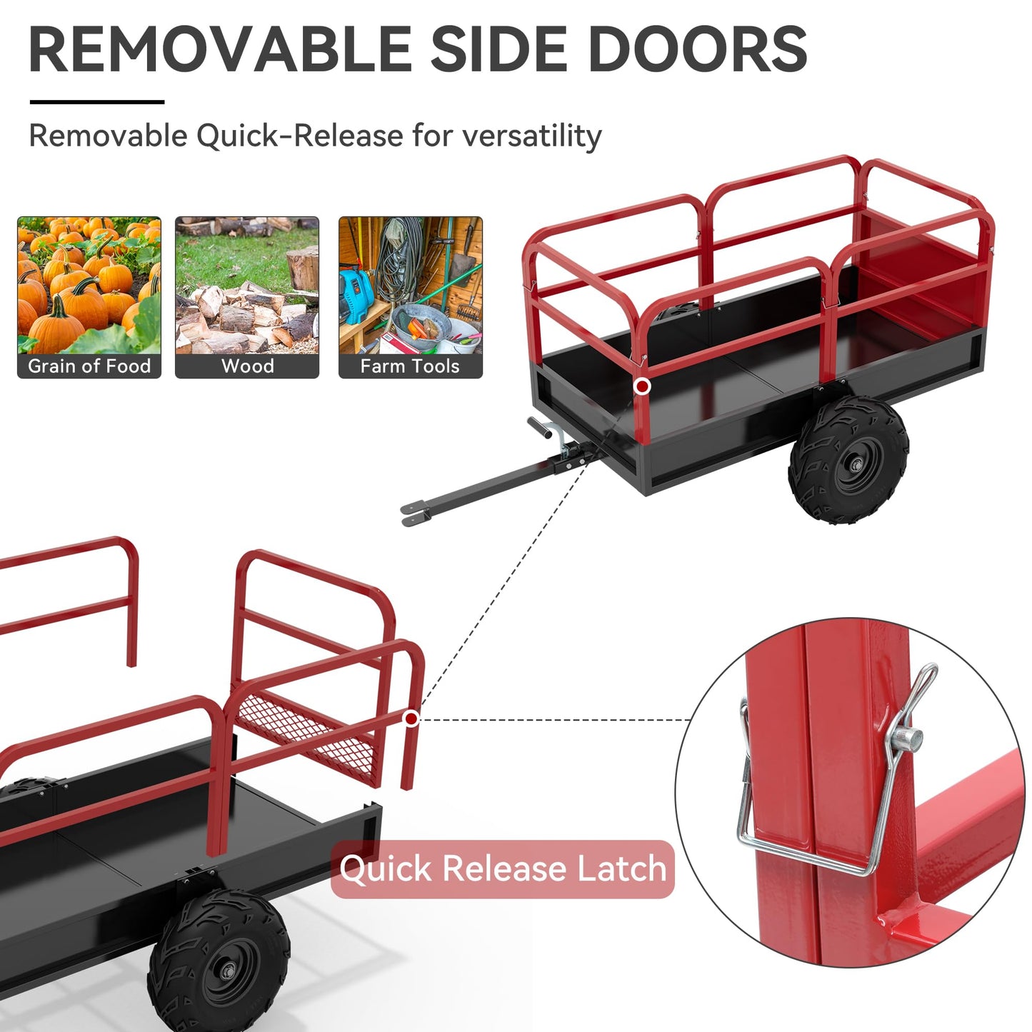YITAMOTOR Heavy Duty 1500lbs ATV Trailer Dump Cart Tow Behind, 15 Cubic Feet, Yard Garden Cart Pull Behind Dump Trailer for Lawn Mower Tractor