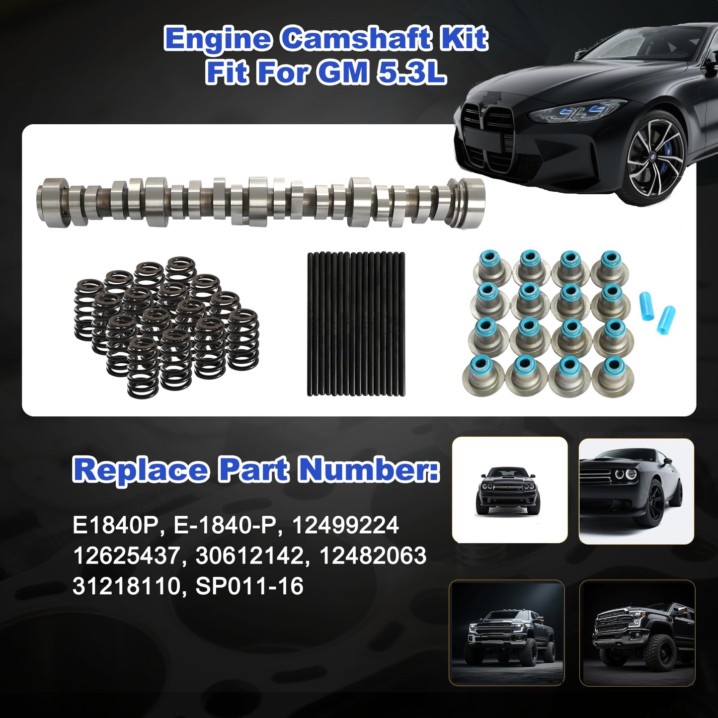 5.3 LS Sloppy Stage 2 Cam Low Lift Pushrods Lifters Kit Fit For GM Chevy LS LS1 LS2 LQ4 LQ9 Engine 4.8L 5.3L 5.7L 6.0L 6.2L V8 1999-2013