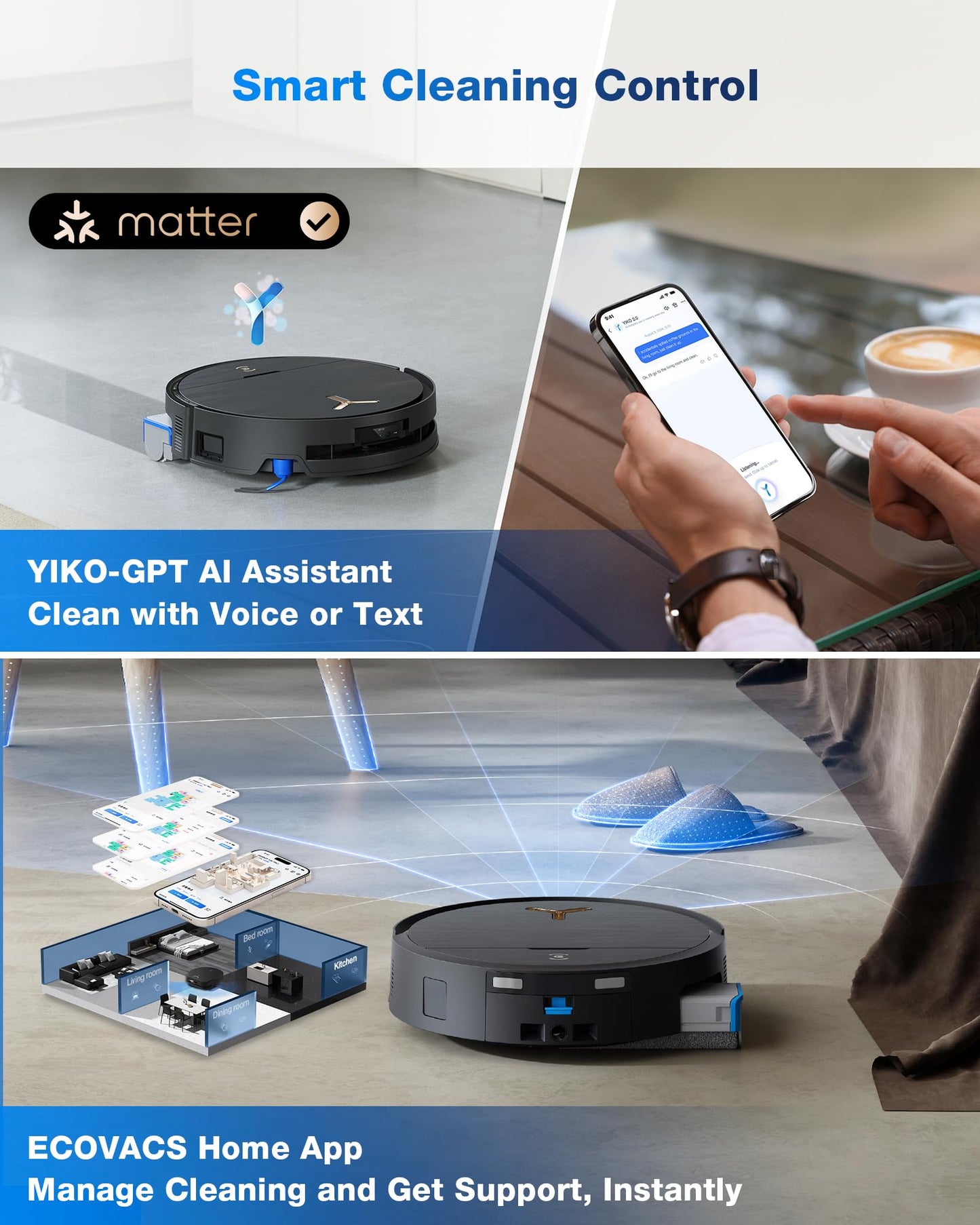 ECOVACS DEEBOT X9 PRO Omni Robot Vacuum and Mop, 16,600Pa Suction, OZMO Roller Self-Washing Mop, ZeroTangle 3.0, Triple Lift System, AI Navigation, Hands-Free Station