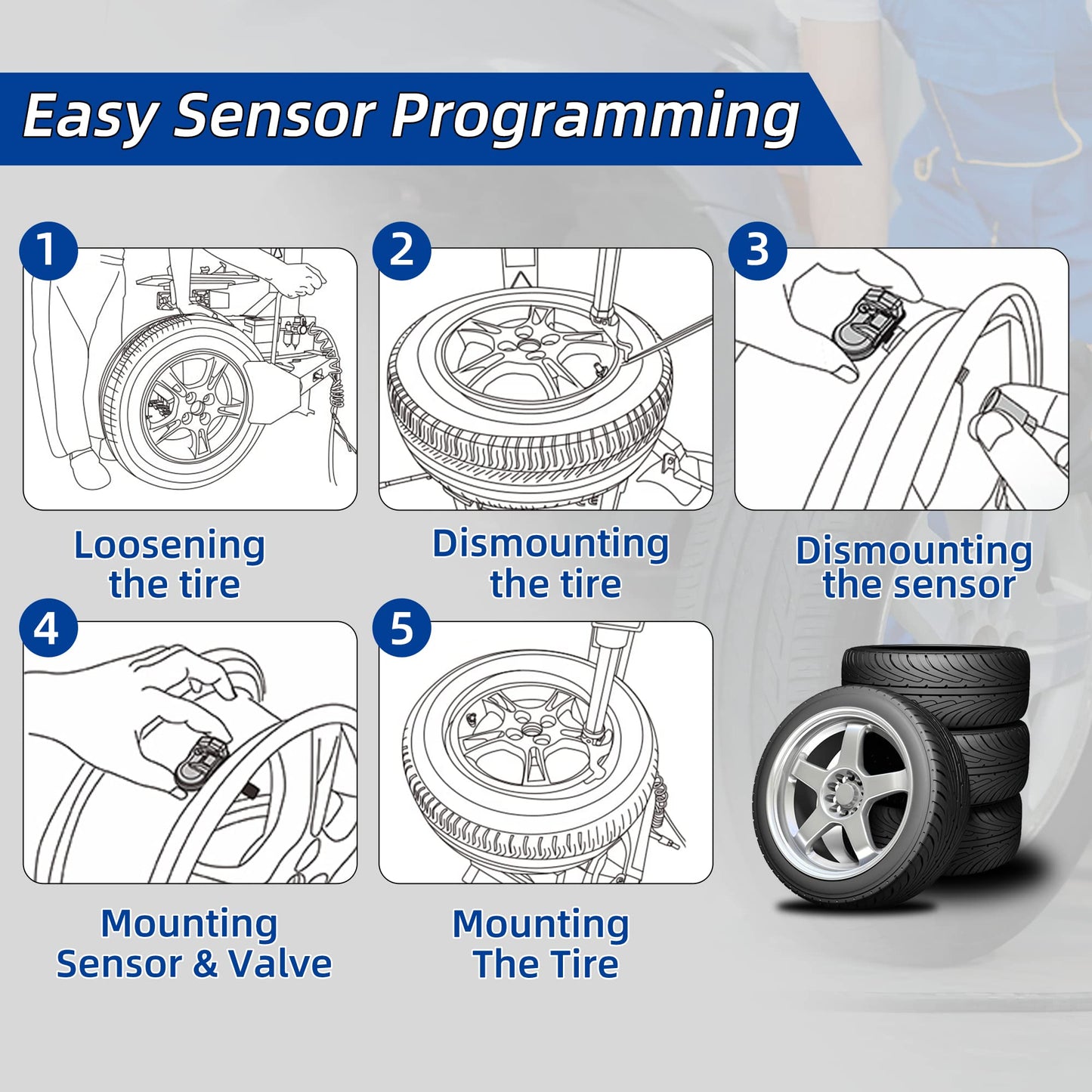 TPMS Sensor GM Chevrolet 4 Pack, 315MHZ,Tire Pressure Monitoring Sensor Compatible with Buick Chevy Cadillac GMC OE#13598771,13598772,13586335,13581558,13598255,22854866,12768826,20922900,13589597