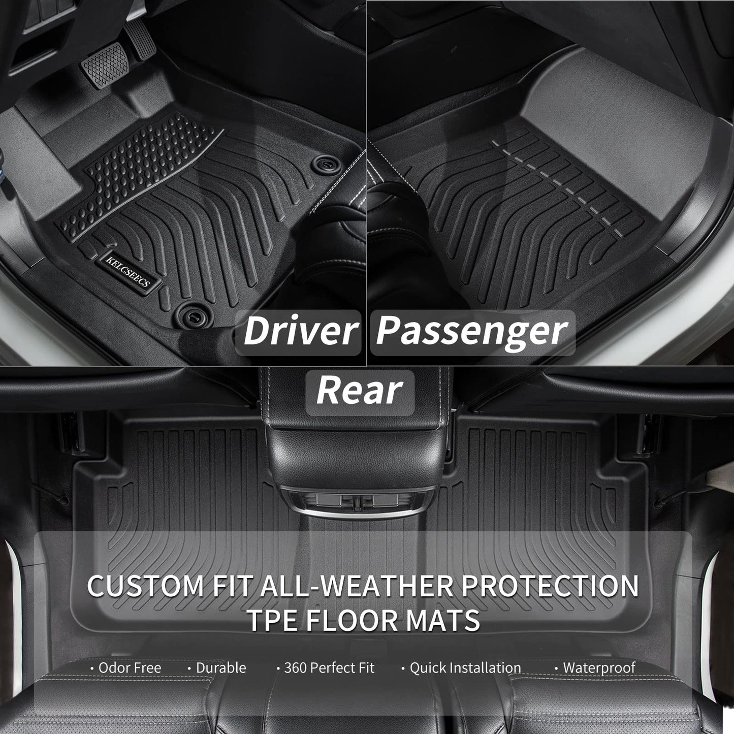 KELCSEECS® Floor Mats & Cargo Liner Custom for 2014 2015 2016 2017 2018 2019 2020 2021 Mazda 6 All Weather Protection TPE Floor Liners Front & Rear Row Full Set Mazda 6 Accessories Black