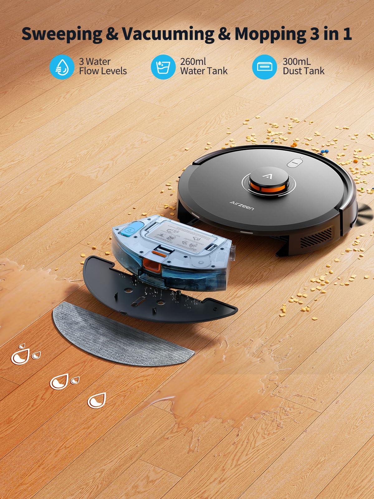 Robot Vacuum and Mop, Self-Emptying Robot Vacuum Cleaner with 6000Pa Suction, Laser Navigator with Smart Mapping Robotic Vacuums, 150Mins Runtime,Schedule,App Alexa Control for Carpet/Pet Hair,Q10 Pro