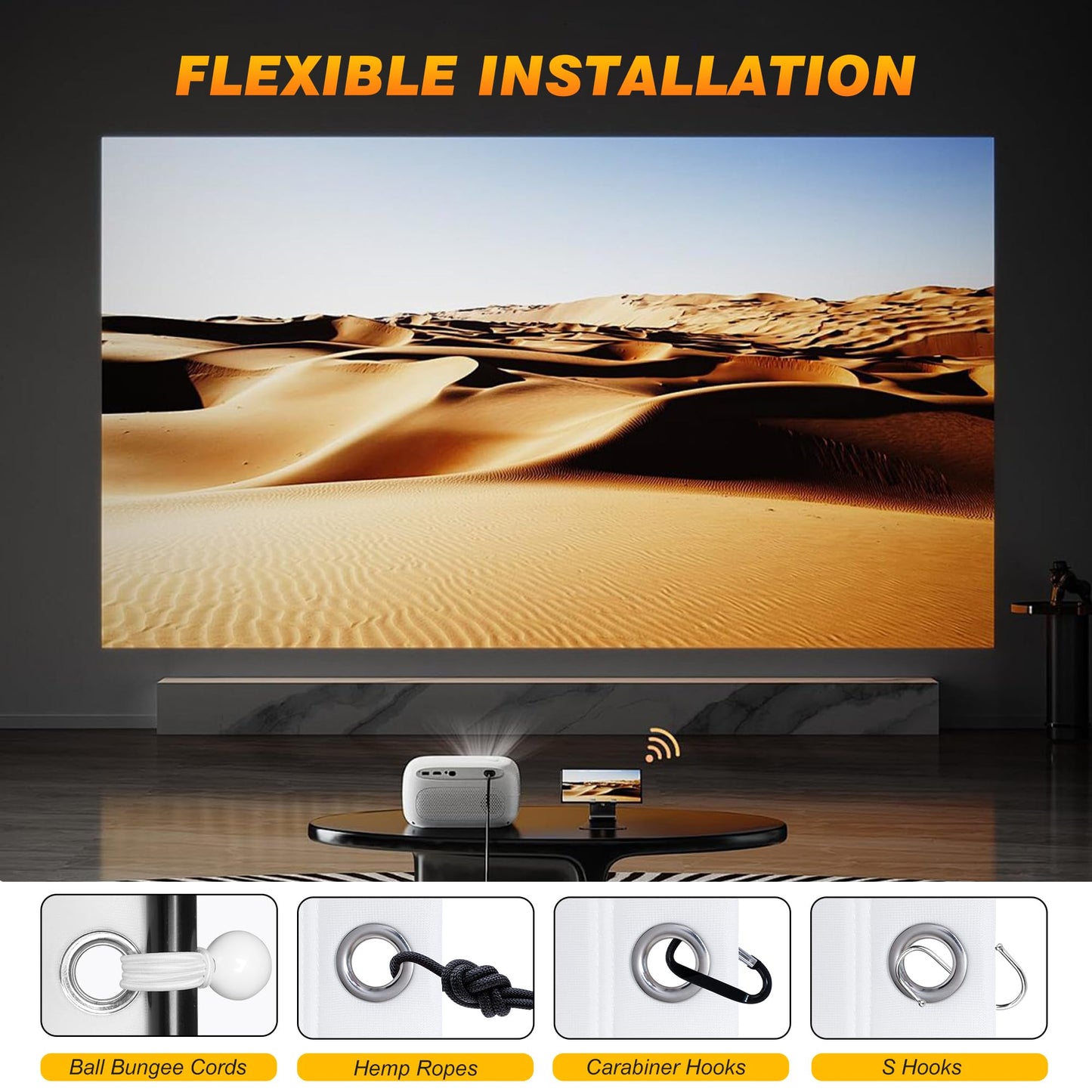 Aerixtron 3D Air Mesh Projector Screen 16.4ft, 4K 16:9 Portable Projector Movies Screen, Professional Golf Simulator Impact Screens for Home Theater Outdoor Indoor, Camping, Backyard, Golf Training