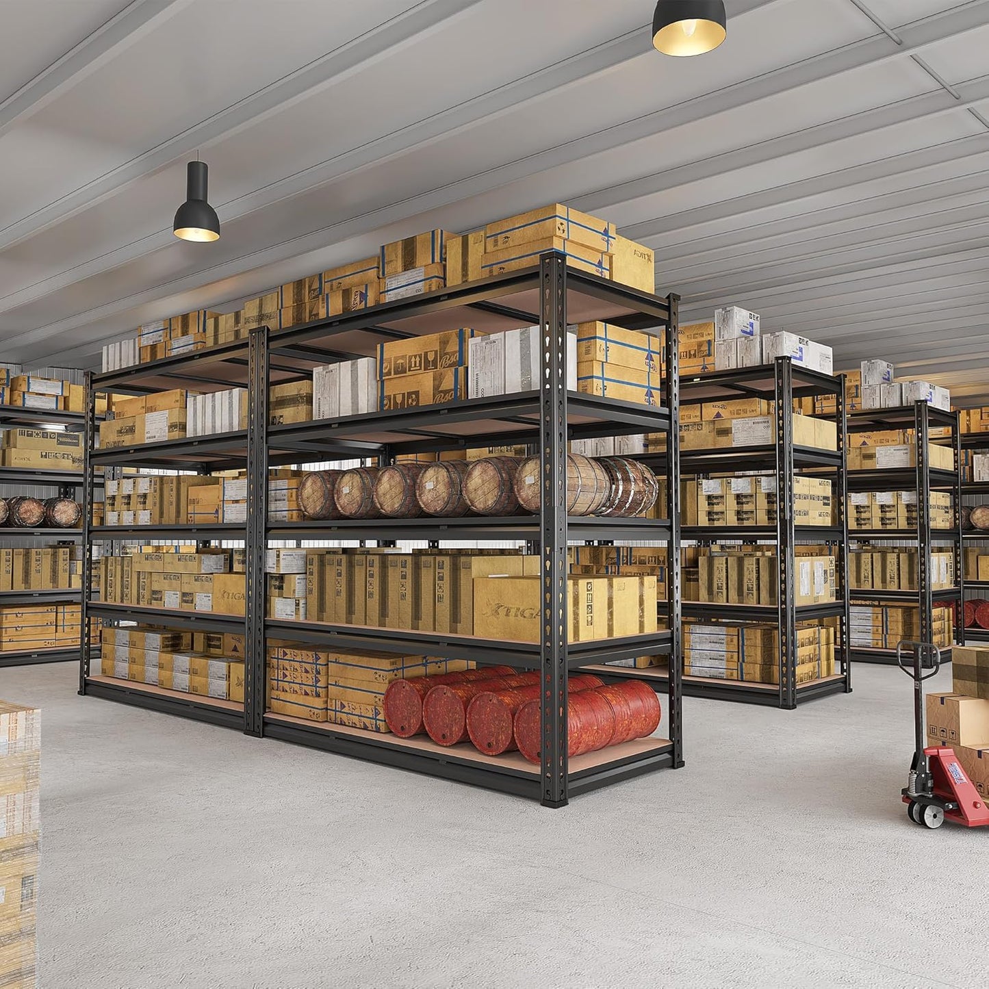 REIBII 48" W Garage Shelving 3020LBS Storage Shelves 5 Tier Heavy Duty Shelving Adjustable Garage Shelves for Basement, Warehouse, Commercial, Easy Assemble, 48" W x 72" H x 24" D, 2PC