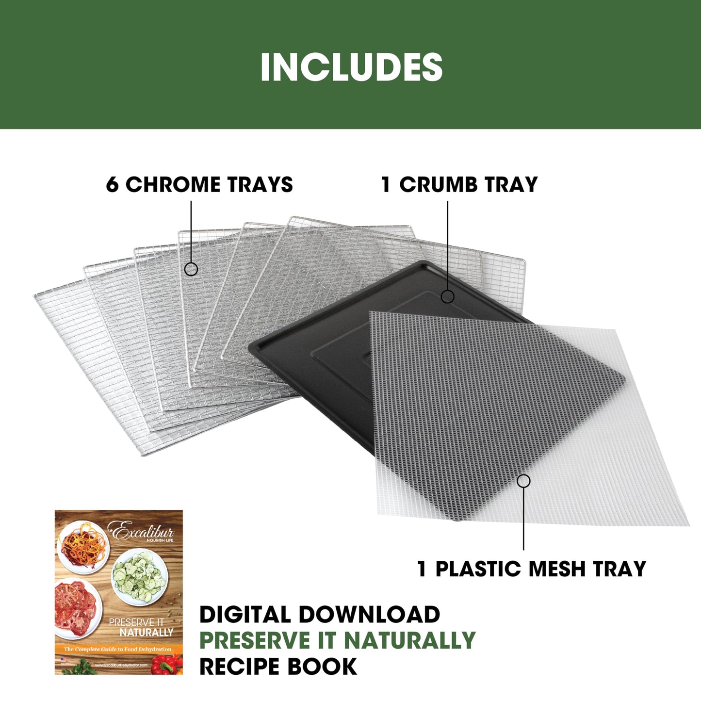 Excalibur Electric Food Dehydrator Select Series 6-Tray with Adjustable Temperature Control Includes Chrome Plated Drying Trays Stainless Steel Construction and Glass French Doors, 700-Watts, Black