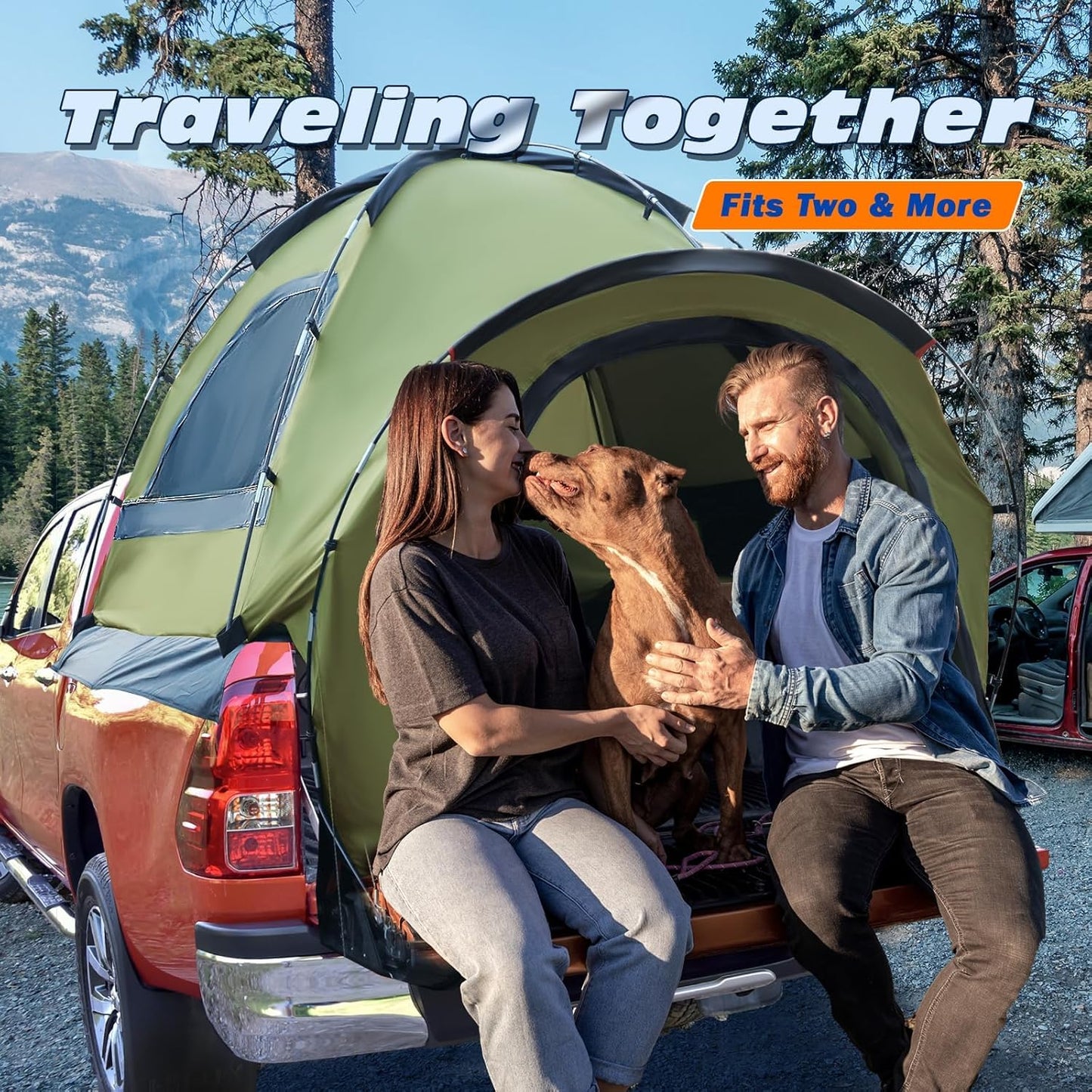 Truck Bed Tent, Waterproof PU3000mm Pickup Truck Tent for Camping 5.0-5.4 Ft Bed, 2-3 Person Sleeping Truck Tent, Portable for Car Camping