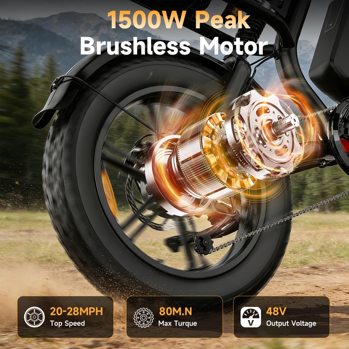 HiKeep Electric Bike for Adults - 20 x 4 Inch Fat Tire, 750W/Peak 1500W Motor, 48V15.6AH Detachable Battery, 4 Riding Modes Electric Dirt Bike, 7 Speed Electric Motorcycle, 28MPH UL 2849 Certified