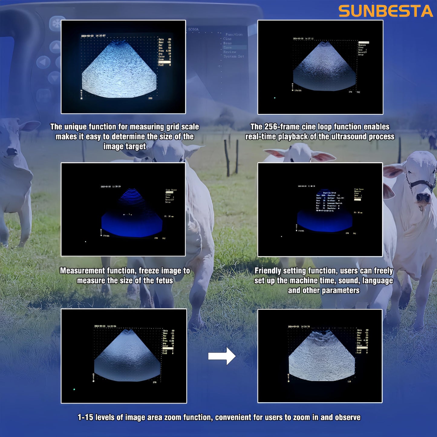 SUNBESTA Portable Veterinary Ultrasound Pregnancy Scanner with 5.7” HD Display, Waterproof 3.5MHz Probe with Heating, Lightweight Handheld Machine with Carrying Case for Dogs, Pigs, Sheep & Farm Use