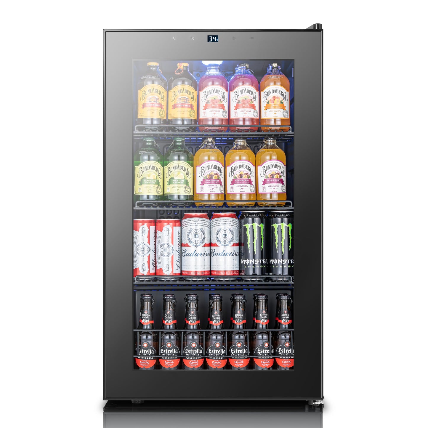 Yeego Beverage Refrigerator Cooler, 130 Cans Mini Fridge with Glass Door Beverage Fridge with Adjustable Shelves for Soda Beer or Wine, Beverage Cooler with Digital Temperature Control for Home Office