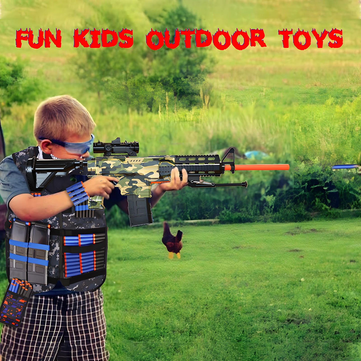 Toy Gun Automatic Sniper Rifle -3 Modes Toy Foam Blasters with Tactical Vest, Bipod, 2 Clips and 150 Darts, Electric Toys for Adults Boys Age 8-12 Gifts for Birthday Xmas