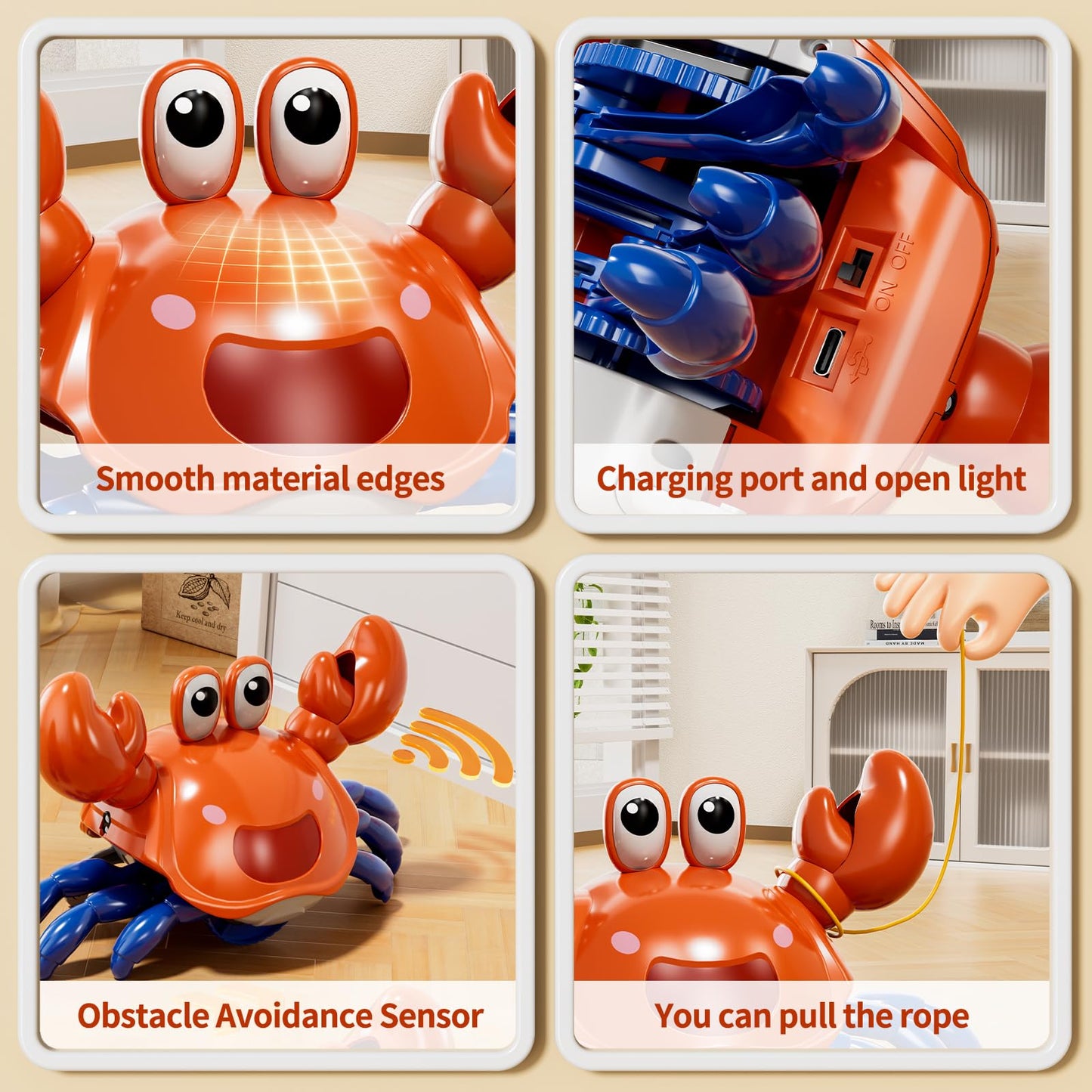 Beby Buty Crawling Crab Baby Toy, Infant Tummy Time Walking Dancing Moving Crab Toys for Babies, Toddler Birthday Gifts
