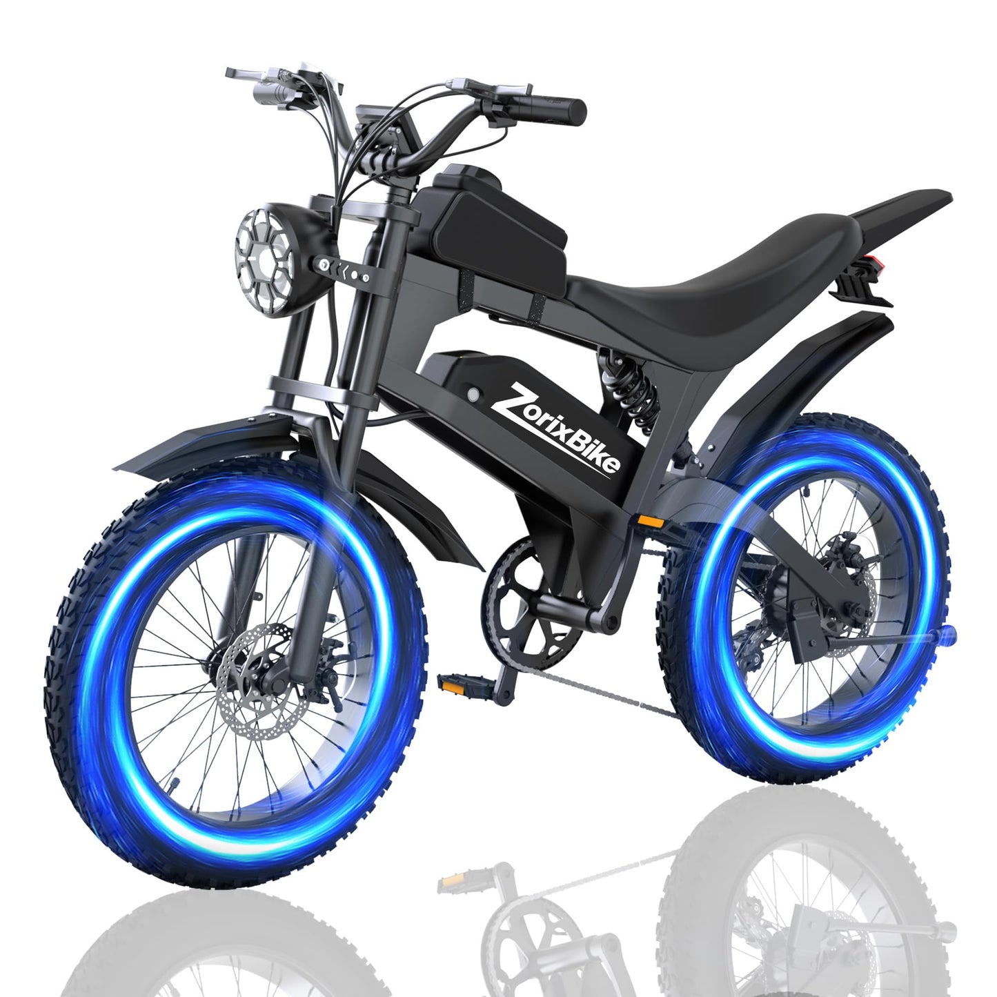 ZorixBike Electric Bike for Adults,48V 20AH - Peak Power 1500/3000W Brushless Motor Electric Bicycle - Max Speed 31-35MPH - Max 80 Miles Range - 20" x 4.0" Fat Tire Dirt EBike,R8-1500W