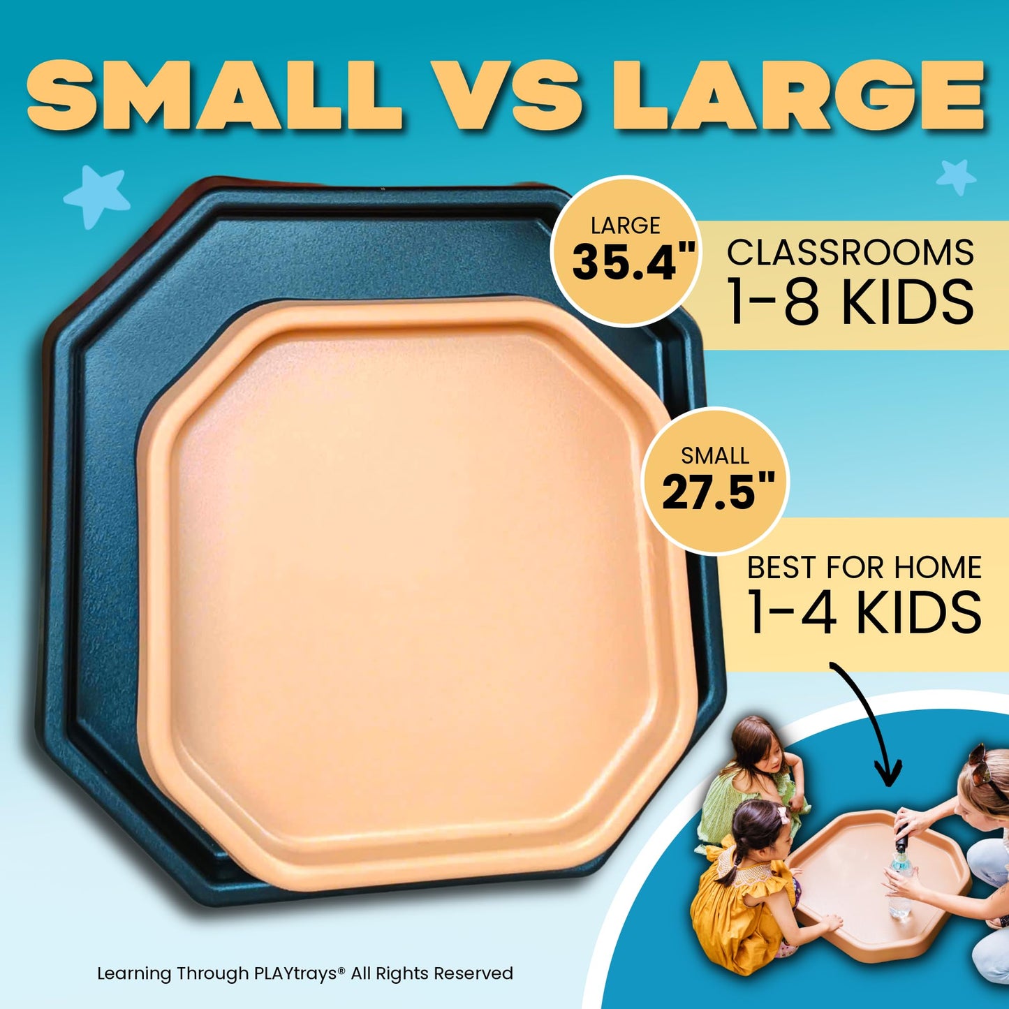 Learning Through PLAYtrays Tuff Tray 27.5” Small [Sand Brown] – Sensory Play Tray for Kids, Toddler Sensory Bin for Sand & Water Play, Montessori Activities, Reggio Classroom & Home Use