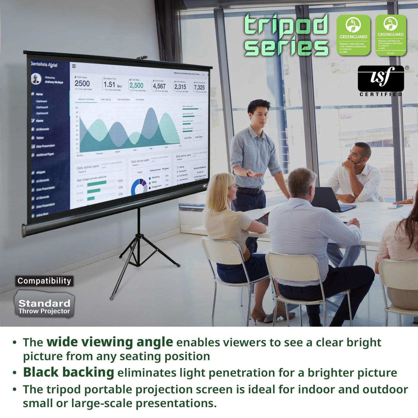 Elite Screens Tripod Series, 119-INCH 1:1, 16:9, 4:3 Adjustable Multi Aspect Ratio Portable Indoor Outdoor Projector Screen, 8K / 4K Ultra HD 3D Ready, 2-Year Warranty, T119NWS1 - White Case