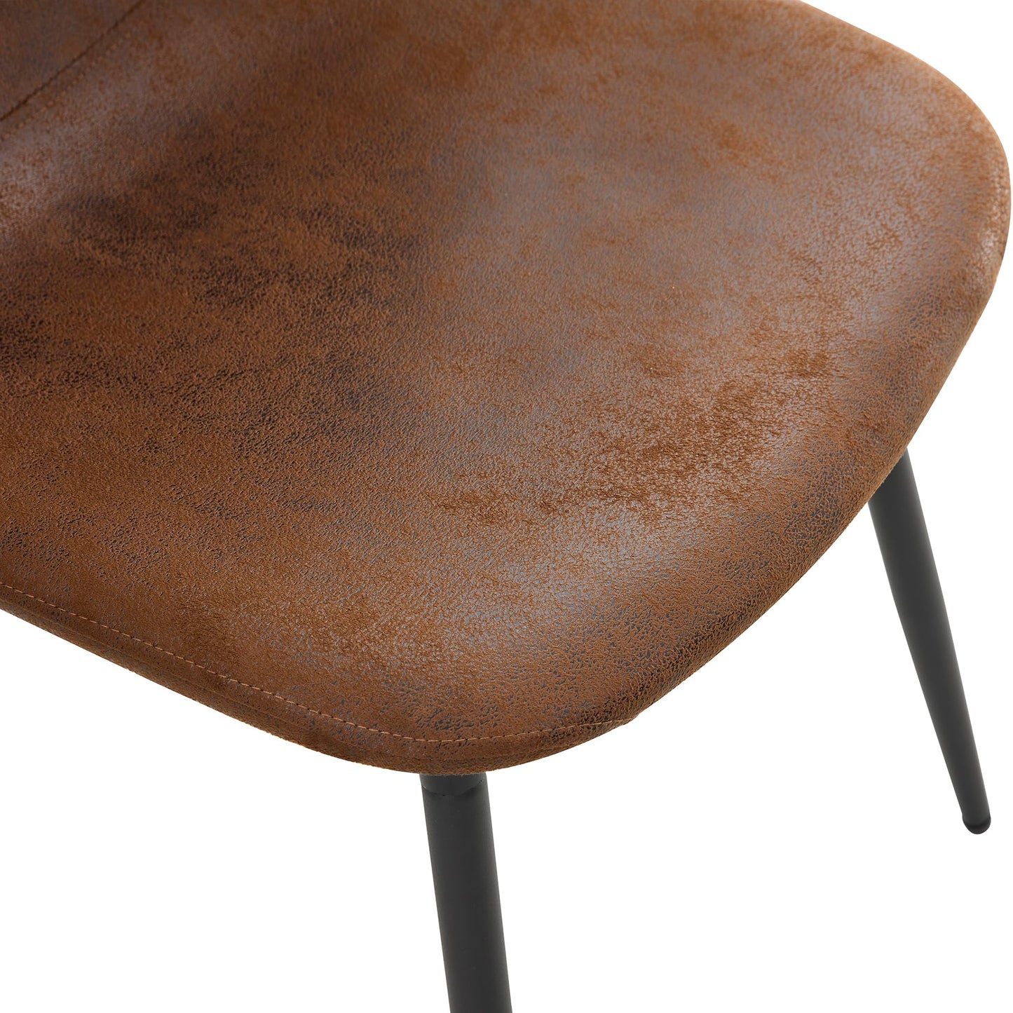 JUFU Modern Dining Table Set for 6, 63'' Kitchen Table Set with Faux Marble Tabletop and 4 PU Leather Upholstered 0501 Brown Chairs, Dinner Table Set for 6, Ideal for Dining Room and Kitchen