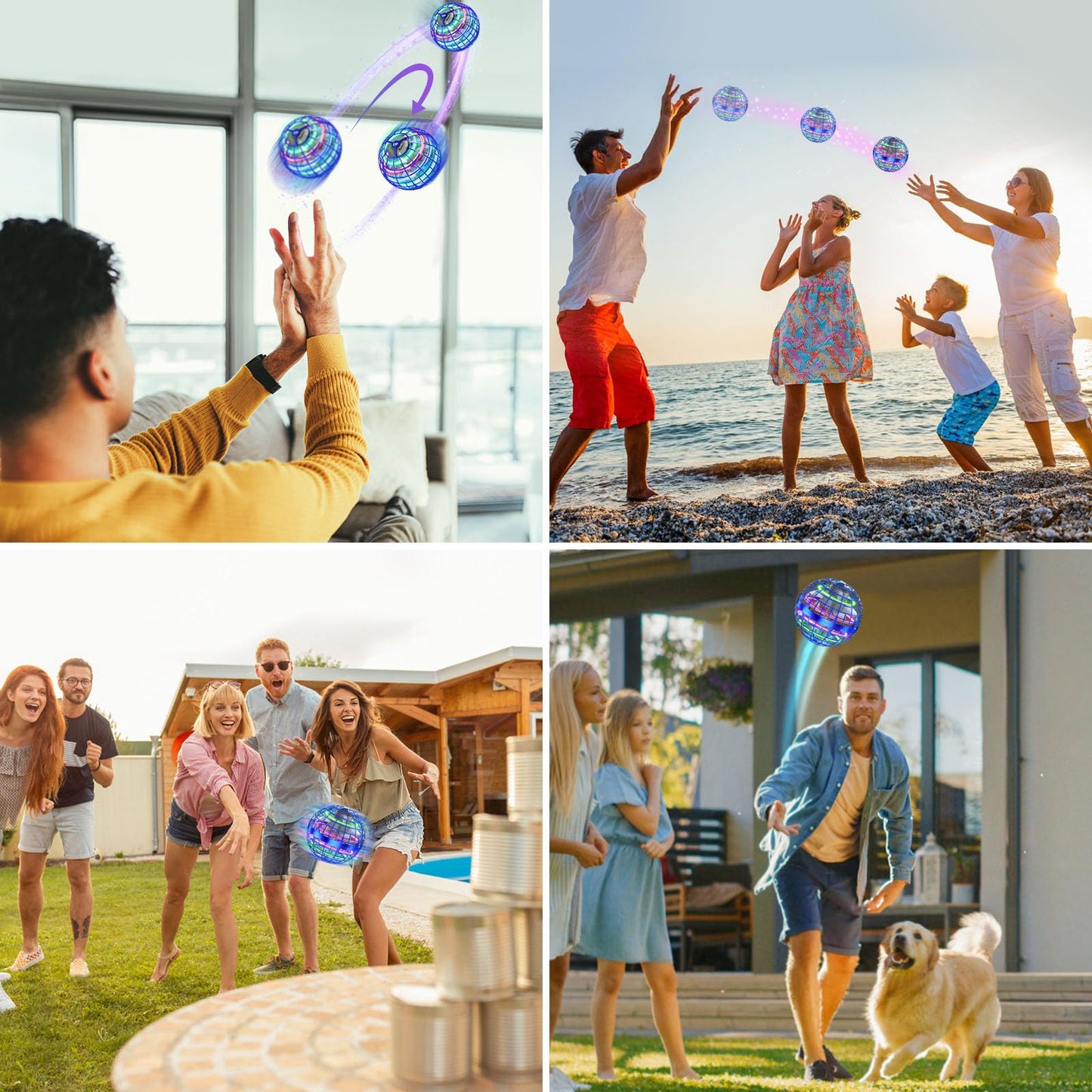 XINHOME 2 Pcs Flying Orb Ball Toys(Blue+Pink) Soaring Hover Boomerang Spinner Hand Controlled Mini Drone for Kids Adults Outdoor Indoor