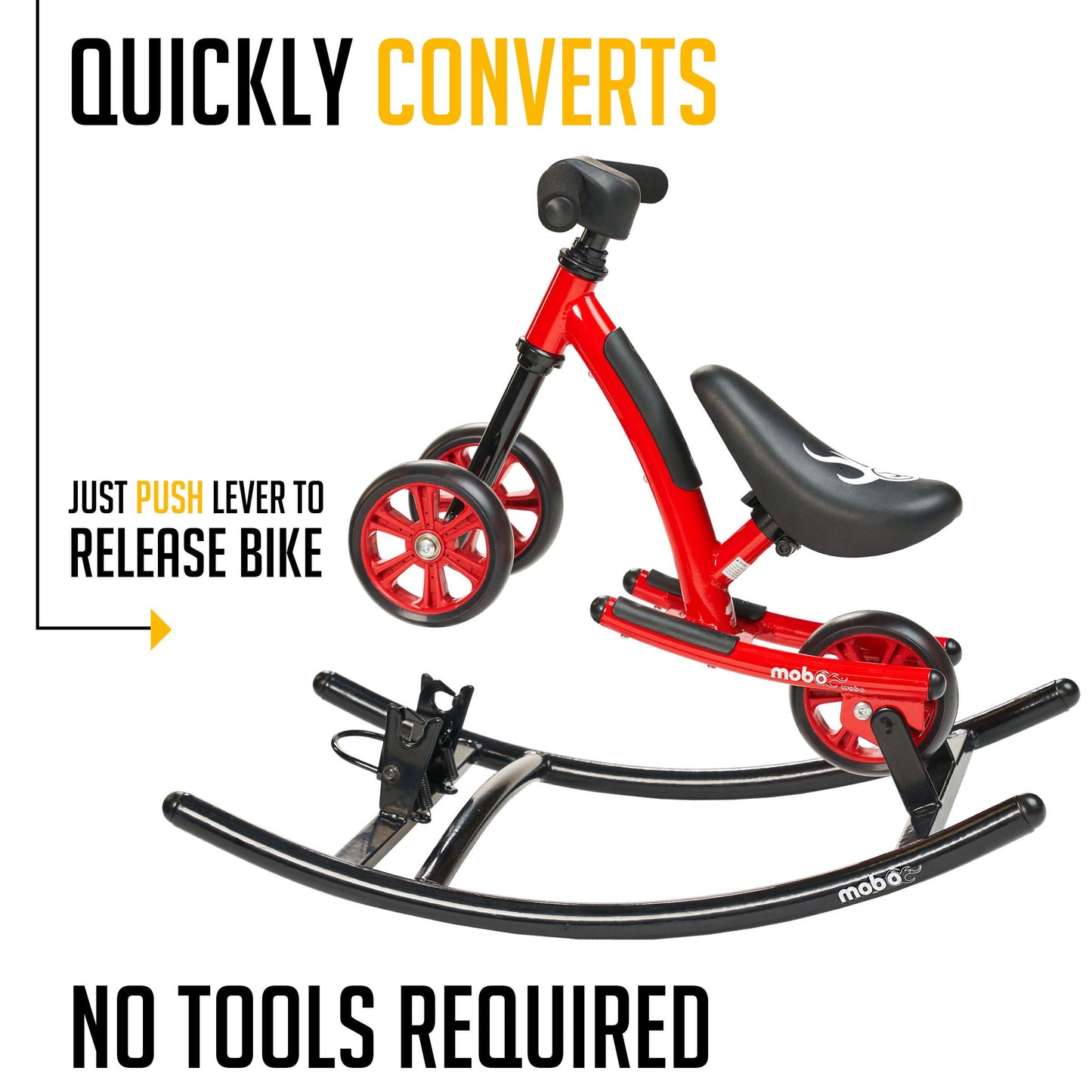 Mobo Cruiser Wobo Rocking Horse Ride On & Baby Balance Bike Red Fits inseams 12-20 inches