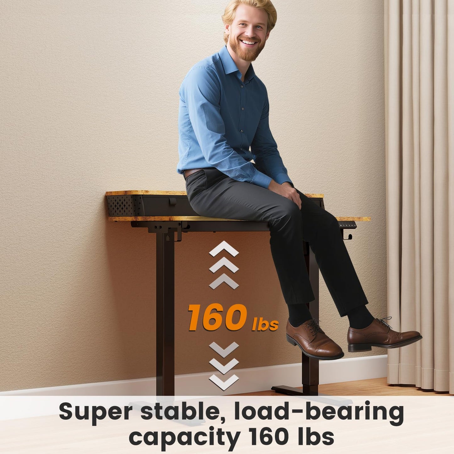 YOLEZO Small Standing Desk with Two Drawers, 40" x 24" Electric Sit Stand Desk for Walking Pad, Ergonomic Stand Up Desk for Home Office & Gaming, 3 Memory Height Preset & Hooks(Rustic Brown)