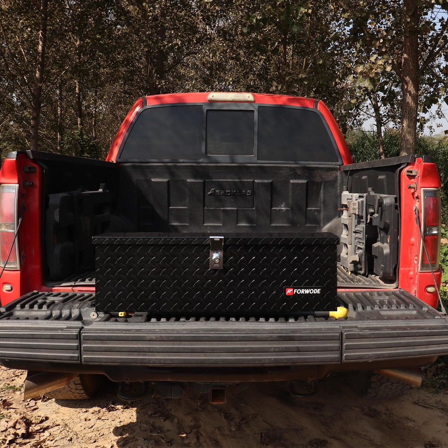 FORWODE 30 Inch Truck Bed Tool Box, Aluminum Heavy Duty Trailer Tool Box for Pickup Truck Bed RV, Toolbox Storage box with Handle and Lock - Black