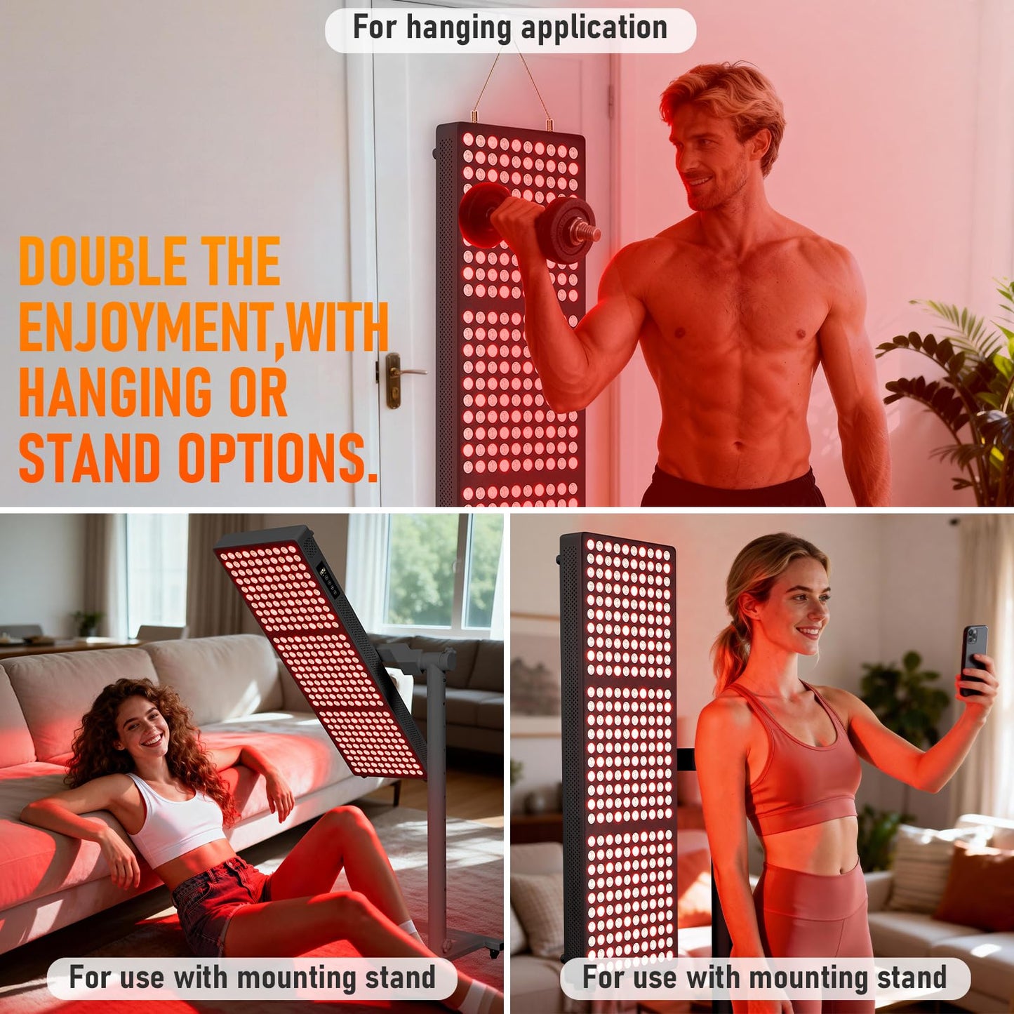 Red Light Therapy for Body and Face, 300LEDs for Home Use,630nm 660nm 810 nm 830nm 850nm Near Infrared Light Panel with Adjusteble Stand and Timer (Black)