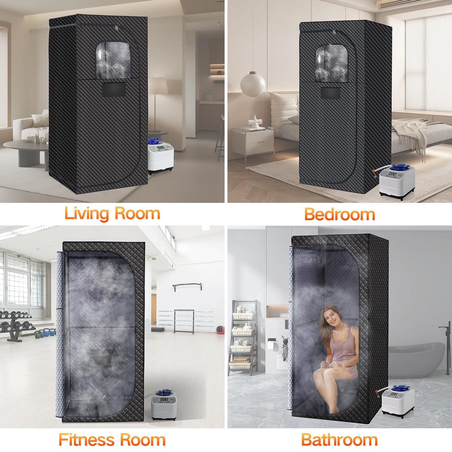 Veloqore Sauna Box for Relaxation,Portable Steam Sauna for Body Relaxation,Portable Personal SPA Steam Tent with 3L /1500W Steamer, 9 Levels Temp Control,Indoor,Outdoor