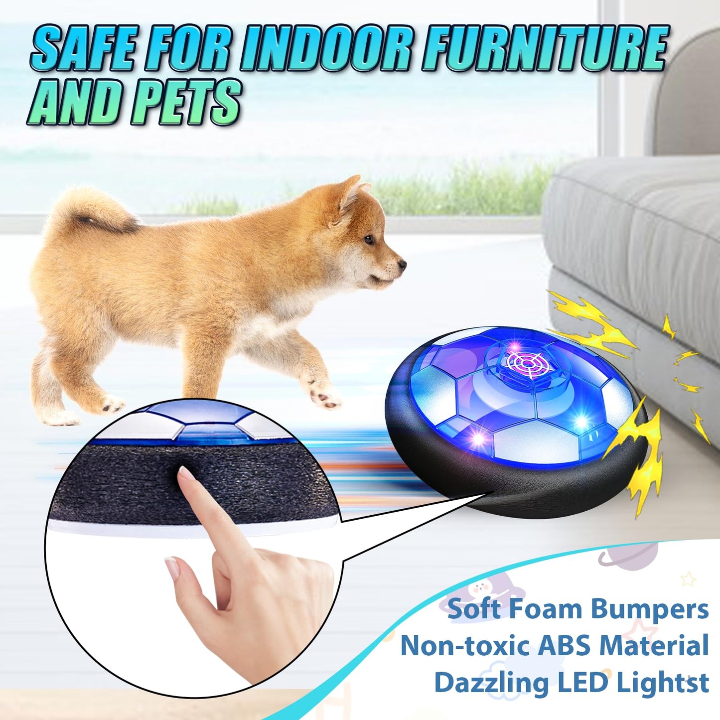 Linkowin Hover Soccer Ball for Kids - Rechargeable LED Air Power Football, Indoor/Outdoor Floating Hover Ball Toy, USB Charging Soccer Gifts for Boys & Girls Ages 3-12, Birthday/Holiday Presents