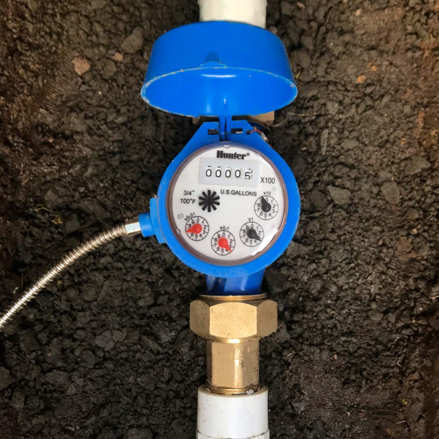 Hunter HC100FLOW 1" Irrigation Flow Meter, Smart Water Meter for Sprinkler Systems, Leak Detection Sensor, Flow Monitoring, Compatible with HC, Pro-HC, HPC, and HCC Controllers