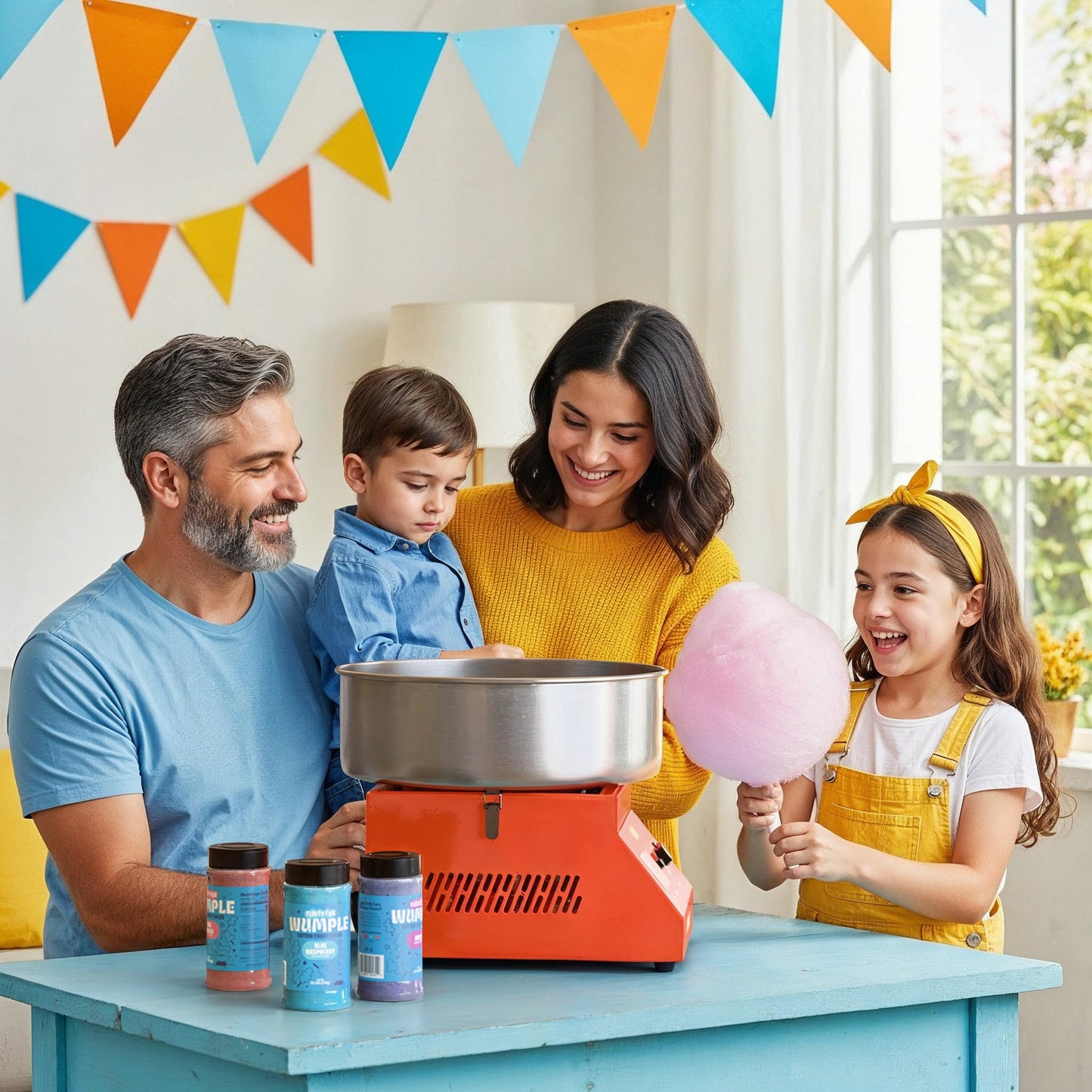 Wumple - Cotton Candy Machine Pro, Quick Heat-Up, Electric Machine with Large Stainless Steel Bowl for Parties & Business (Orange)