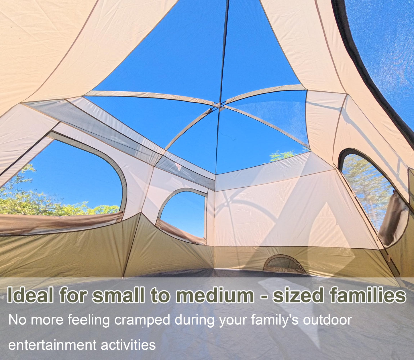 Vidalido Tents，8-10 Person Camping Tent with Extended Vestibule，2 Room Weather Resistant Family Tents，Easy Install Waterproof Outdoor Tent for Camping Hiking（Green）